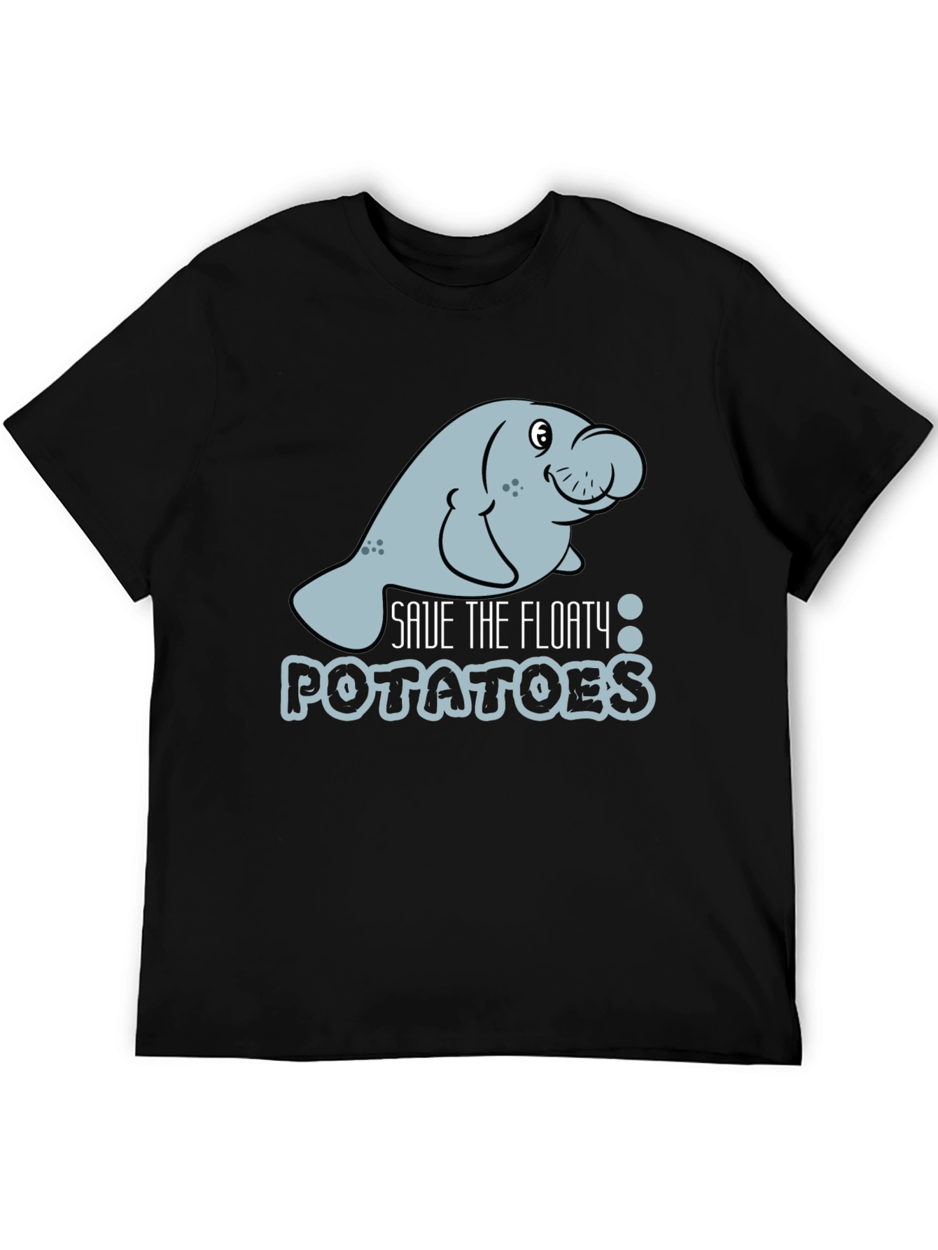 Black Save the Floaty Potatoes Manatee Graphic Tee view 5