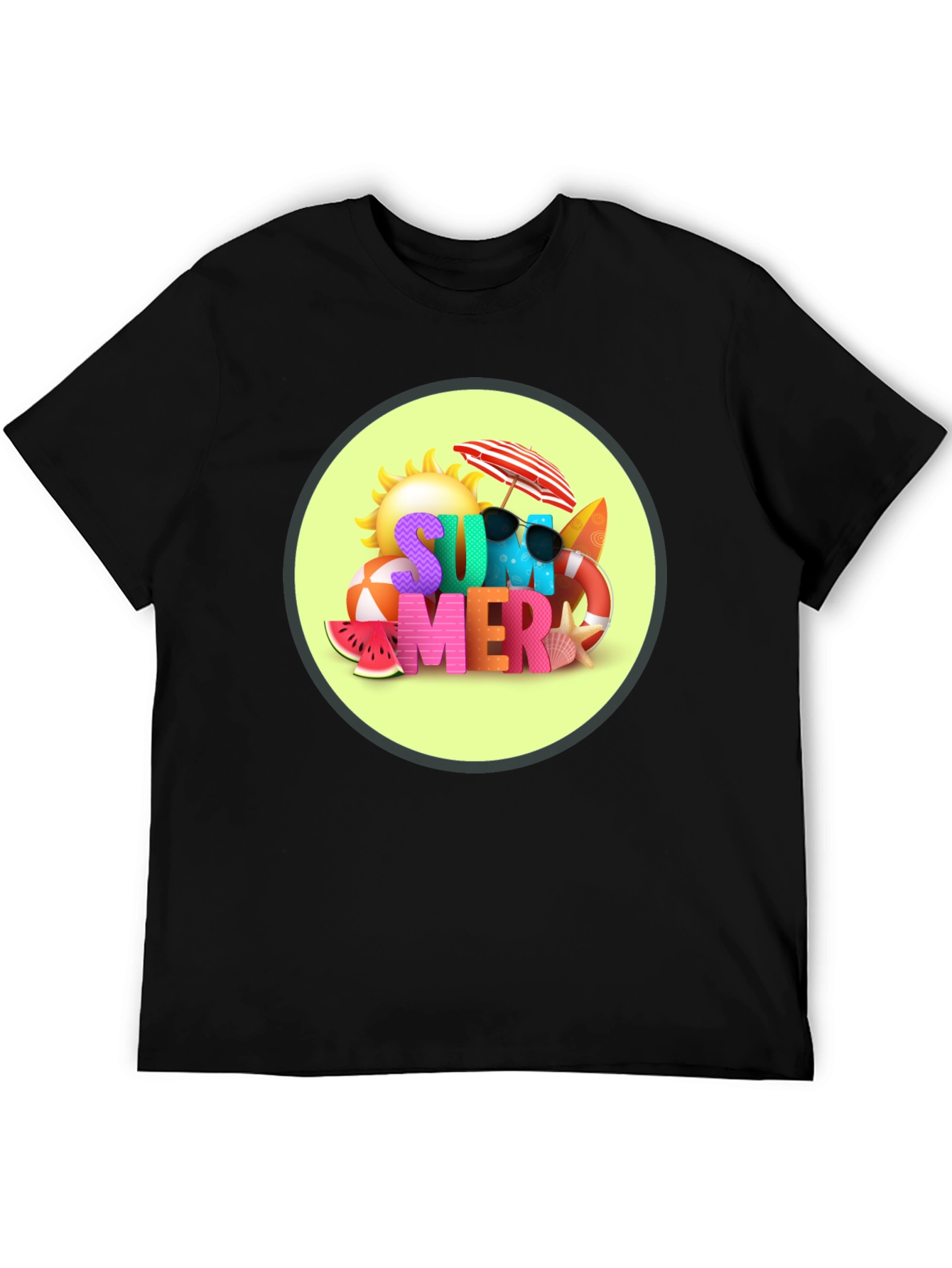 Black Summer Vibes Black T-Shirt view 5
