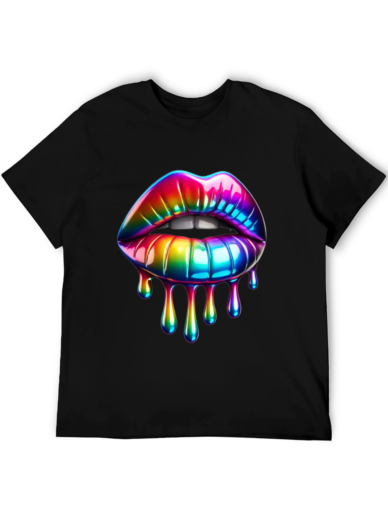 Black Rainbow Lips Graphic T-Shirt view 5