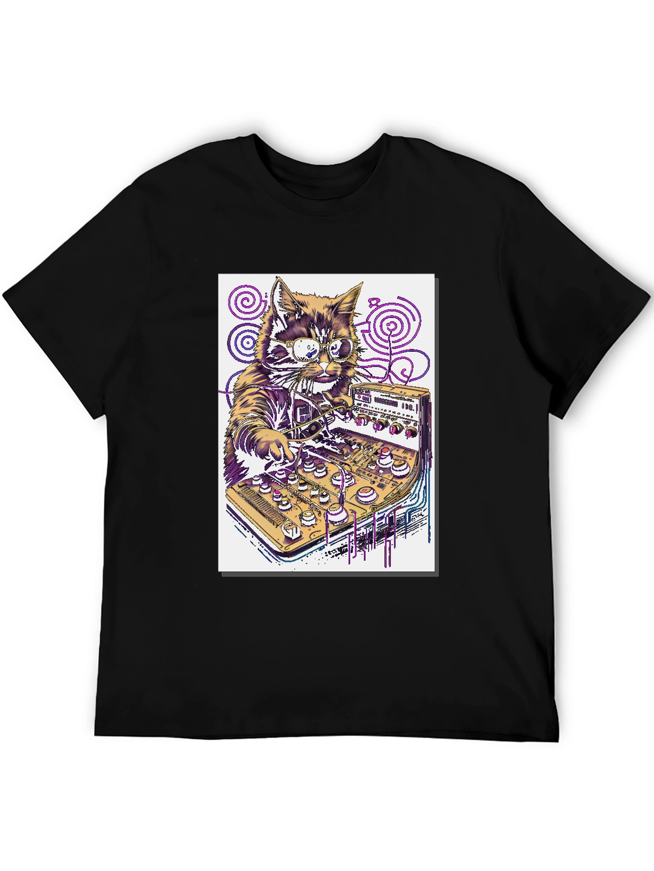Black DJ Cat T-Shirt - Funny Music Lover Tee view 5