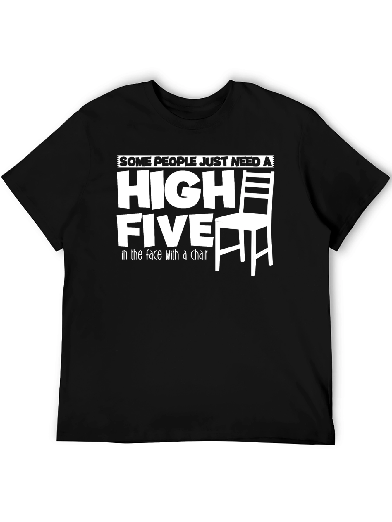 Black Funny "High Five Chair" Graphic T-Shirt view 5