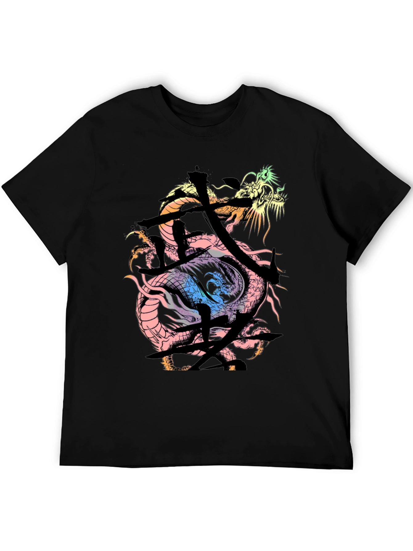 Black Dragon Kanji Graphic Print Black T-Shirt view 5