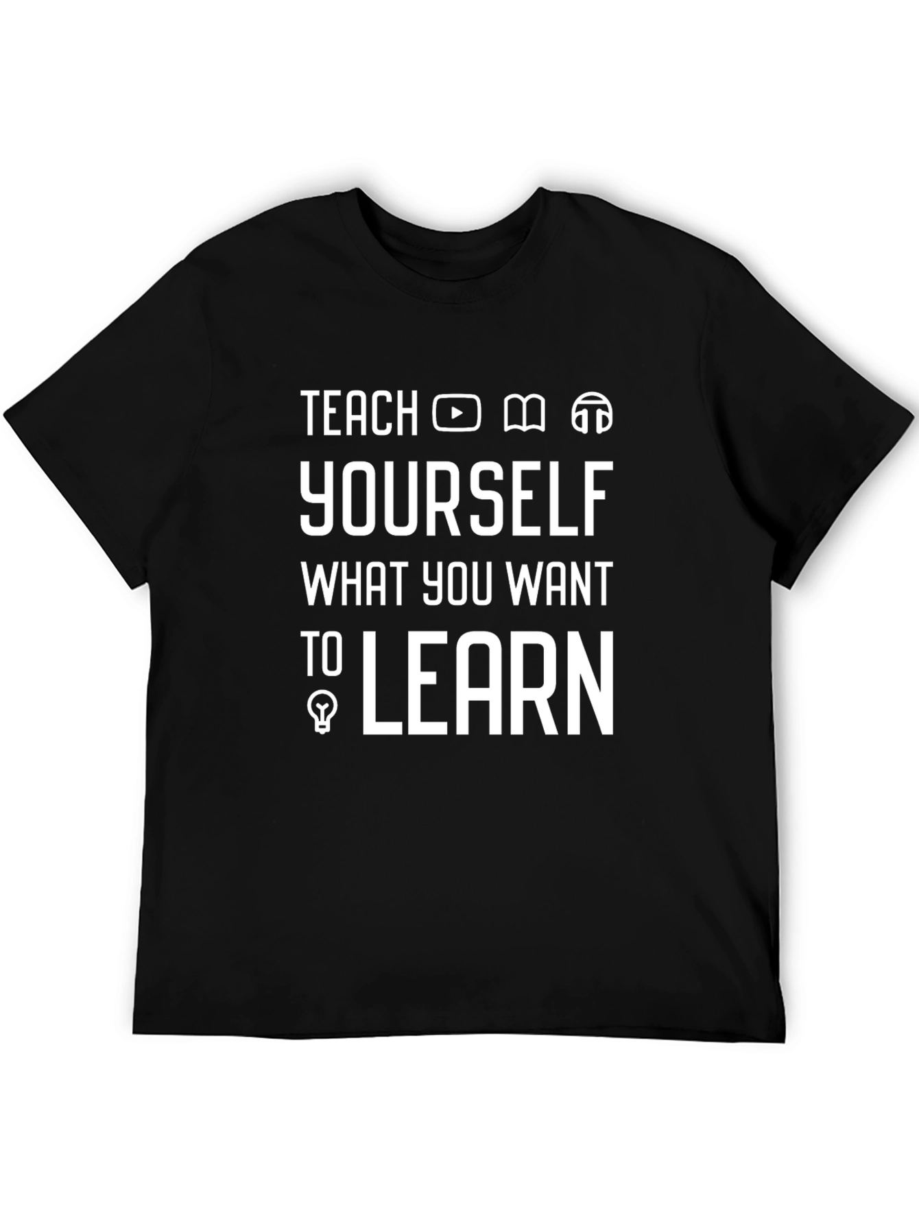 Black Teach Yourself Black Graphic T-Shirt view 5