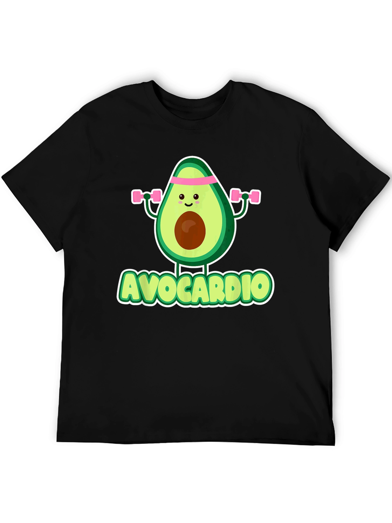 Black Avocardio Men's Black T-Shirt - Funny Avocado Workout Tee view 5
