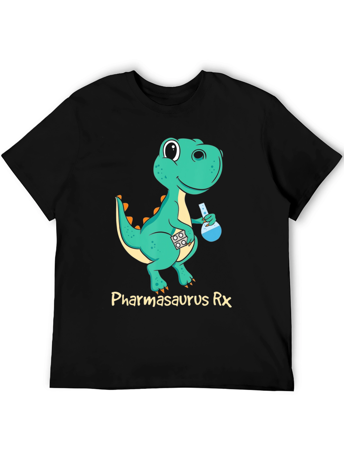 Pharmasaurus Rx Black T-Shirt - Dinosaur Pharmacist! - 5