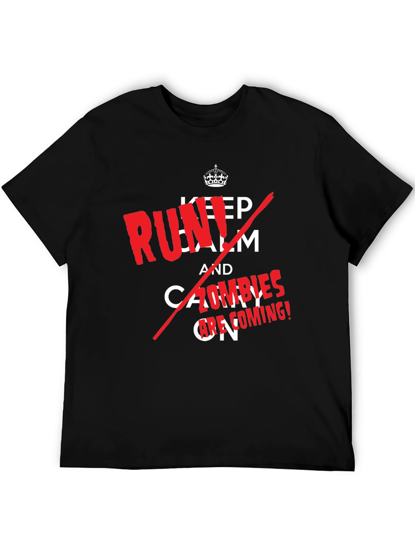 Black Keep Calm, Zombies are Coming! Novelty T-Shirt view 5