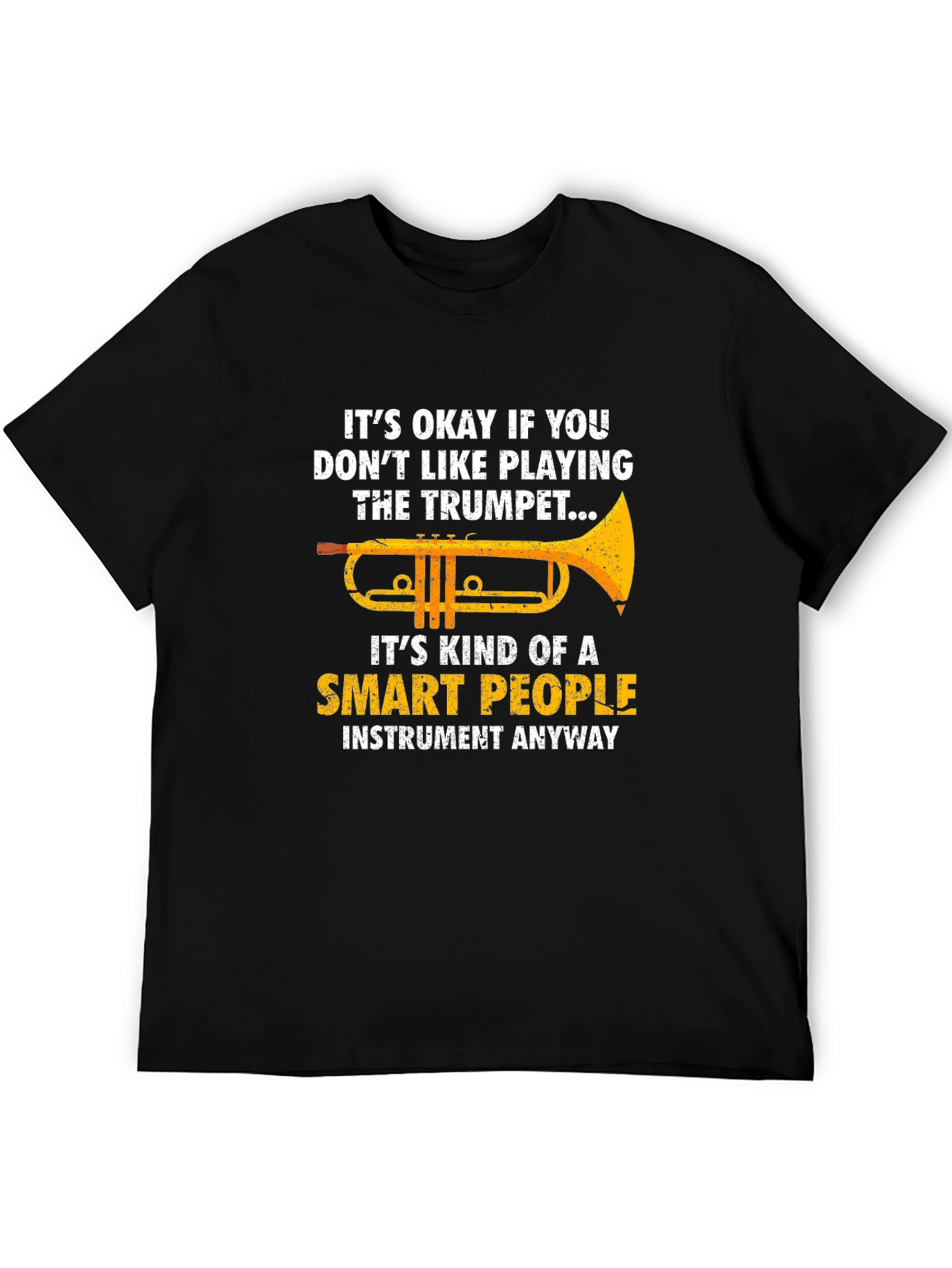 Black Funny Trumpet Player T-Shirt - Smart People Instrument view 5
