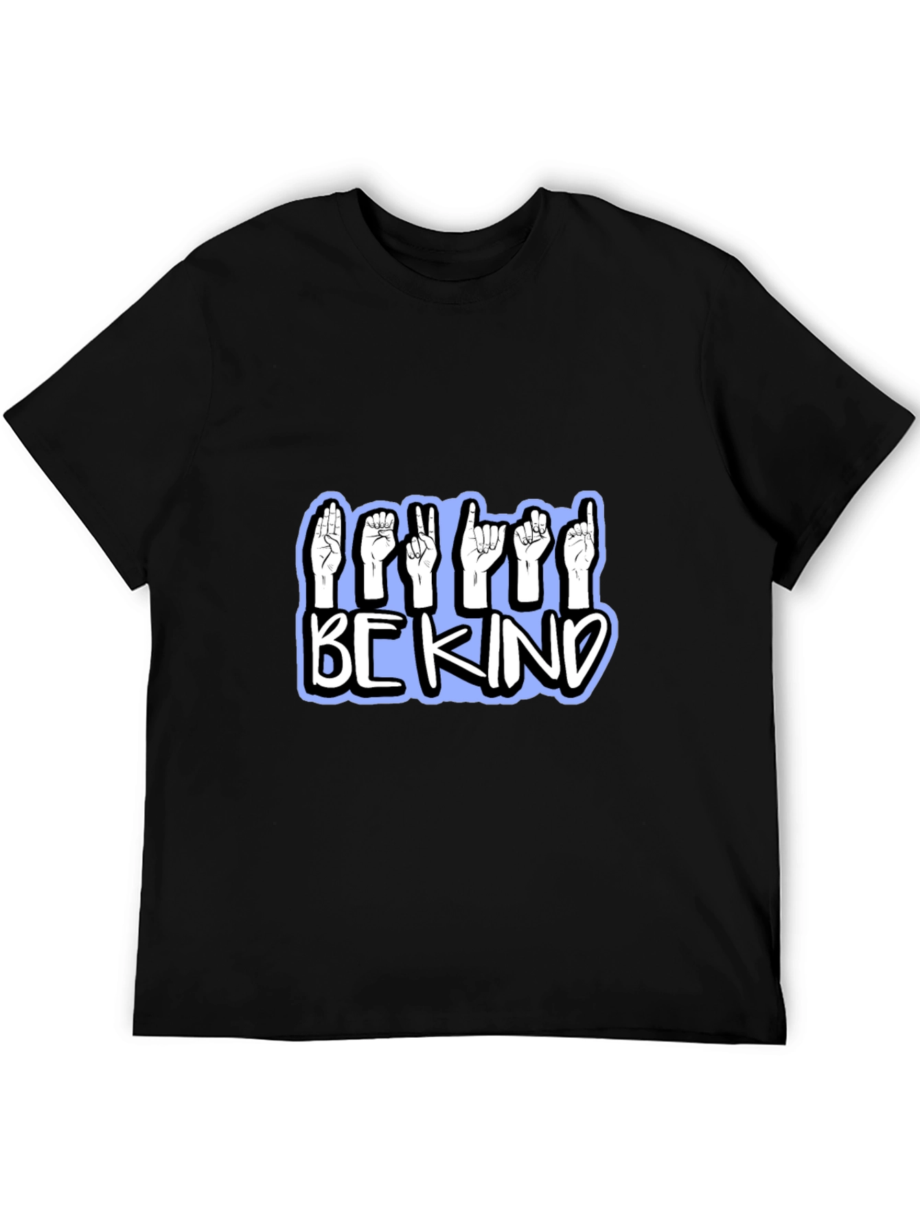 Black Be Kind Sign Language T-Shirt - Black view 5