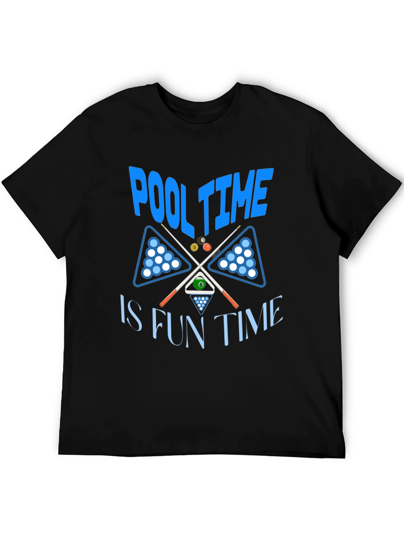 Pool Time Fun Time Black Graphic T-Shirt - 5