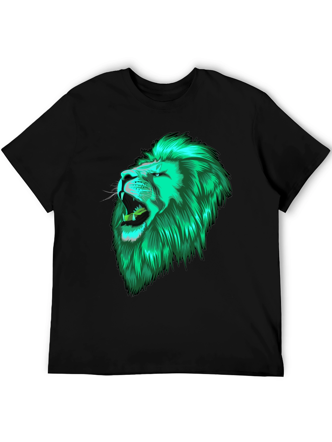 Black Lion Head Graphic Black Tee view 5