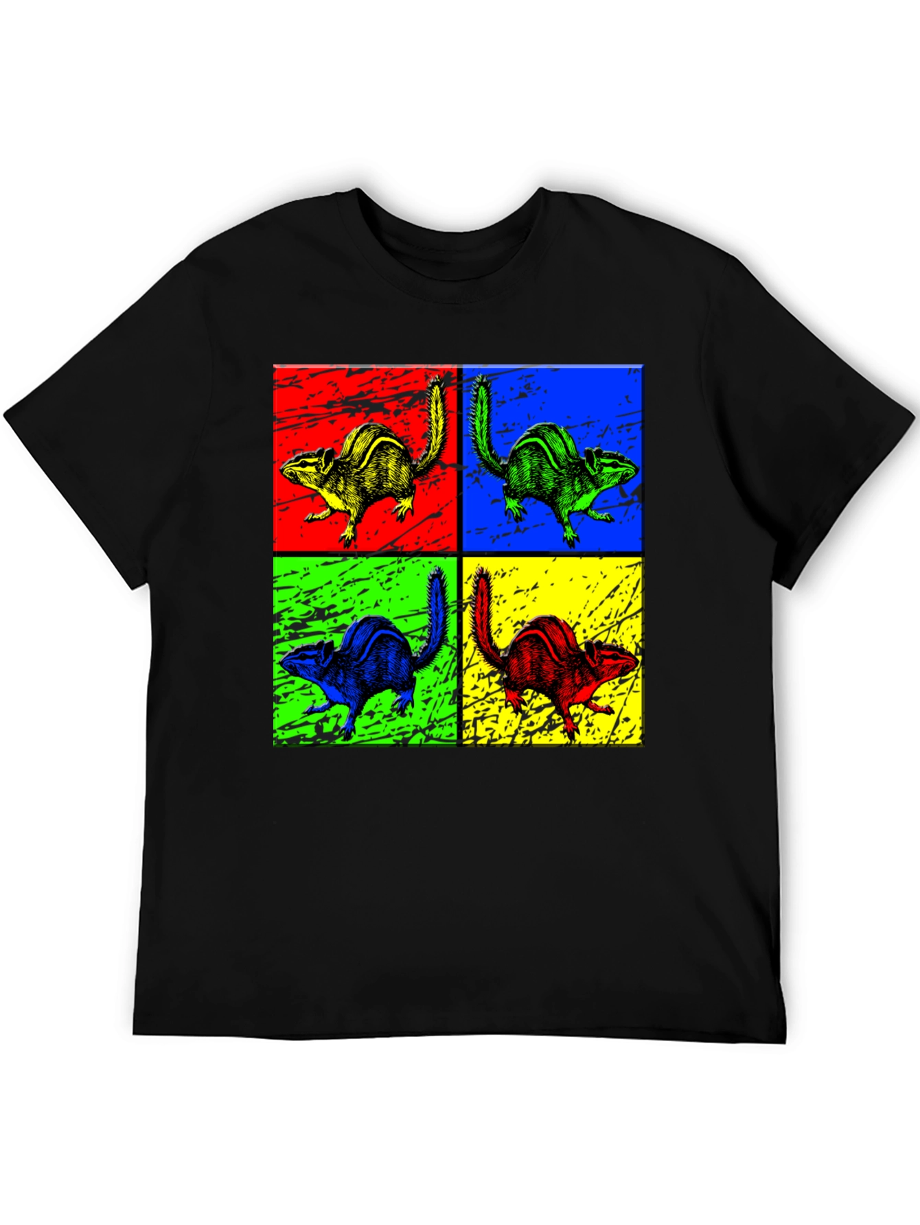 Black Pop Art Chipmunk Graphic Tee - Unique Animal Print Shirt view 5