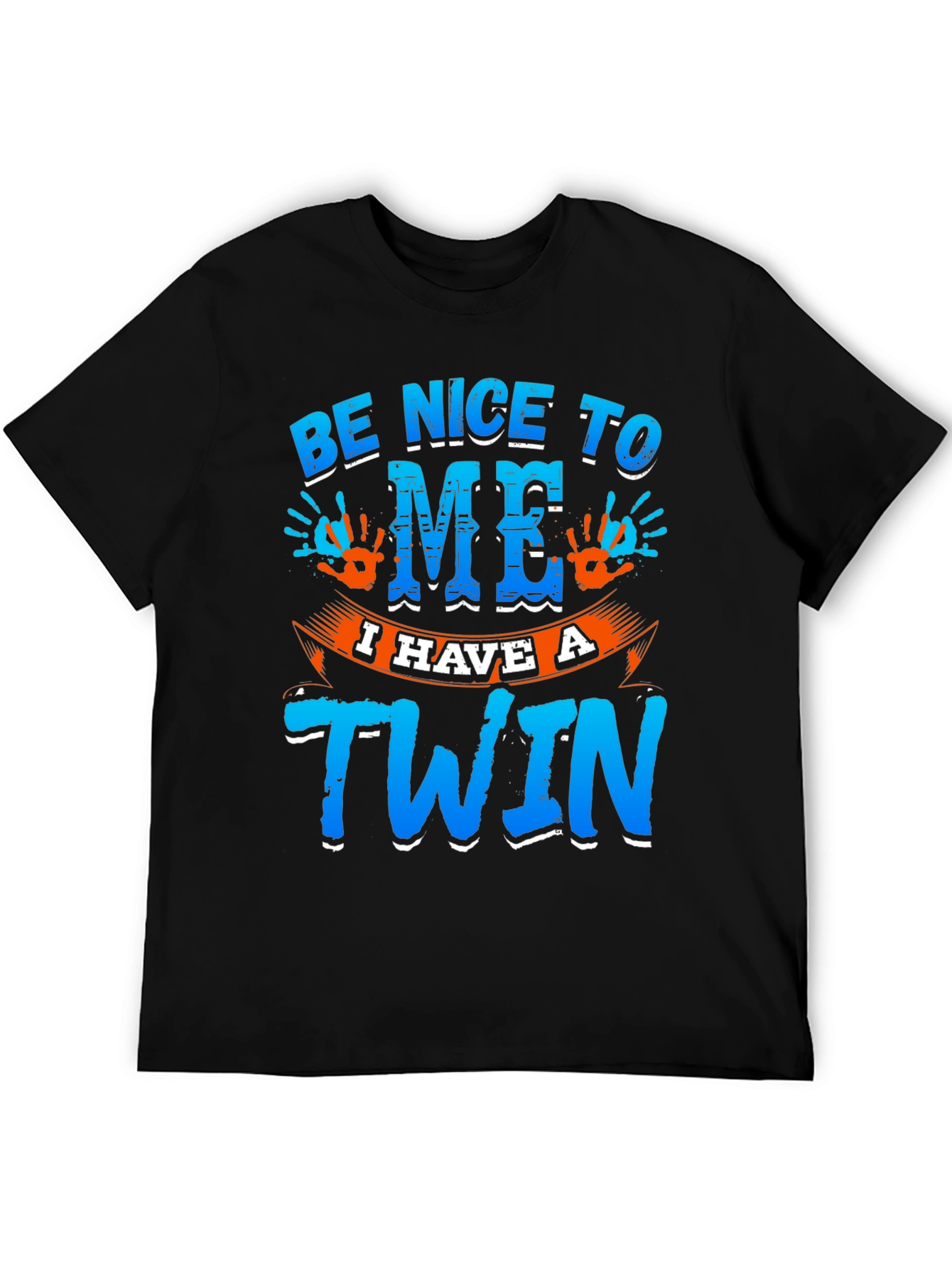 Black Be Nice To Me I Have A Twin Black T-Shirt view 5