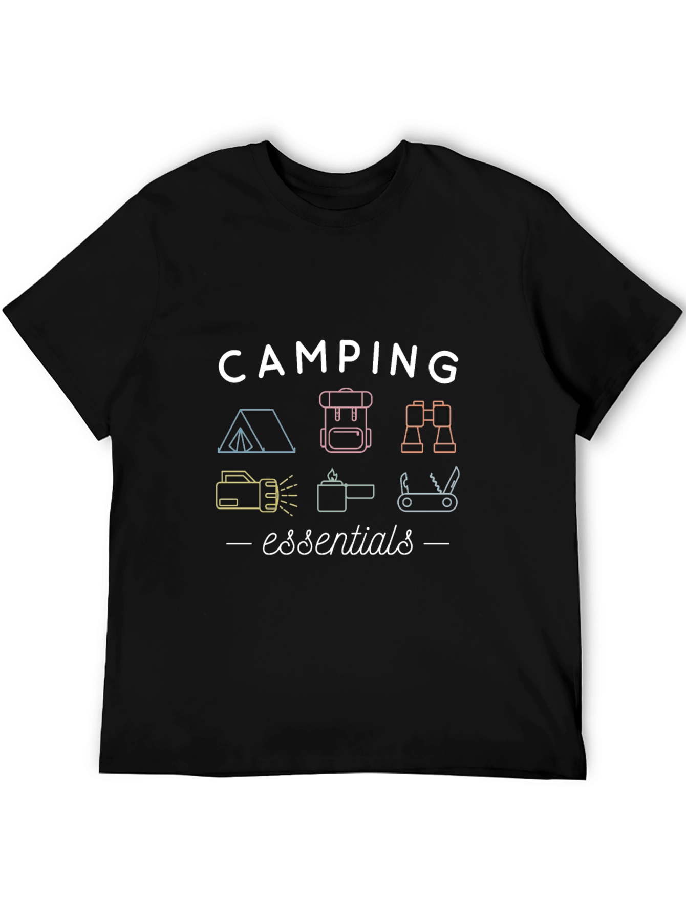 Black Camping Essentials Graphic T-Shirt view 5