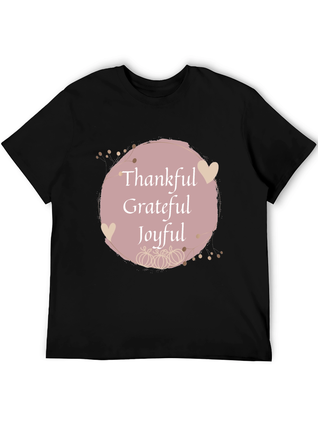 Black Thankful Grateful Joyful Fall T-Shirt view 5
