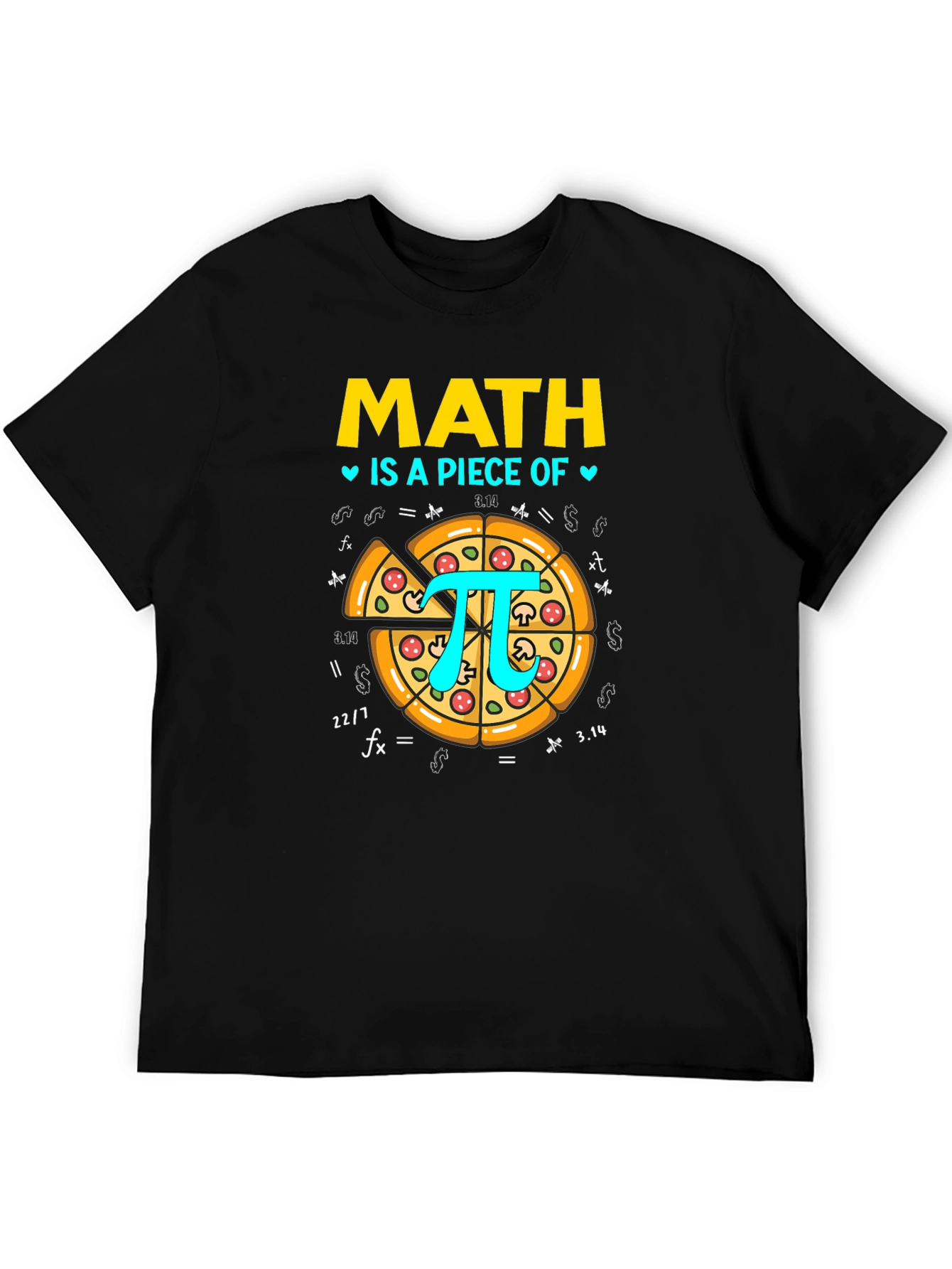 Black Math is a Piece of Pi Pizza Graphic T-Shirt view 5