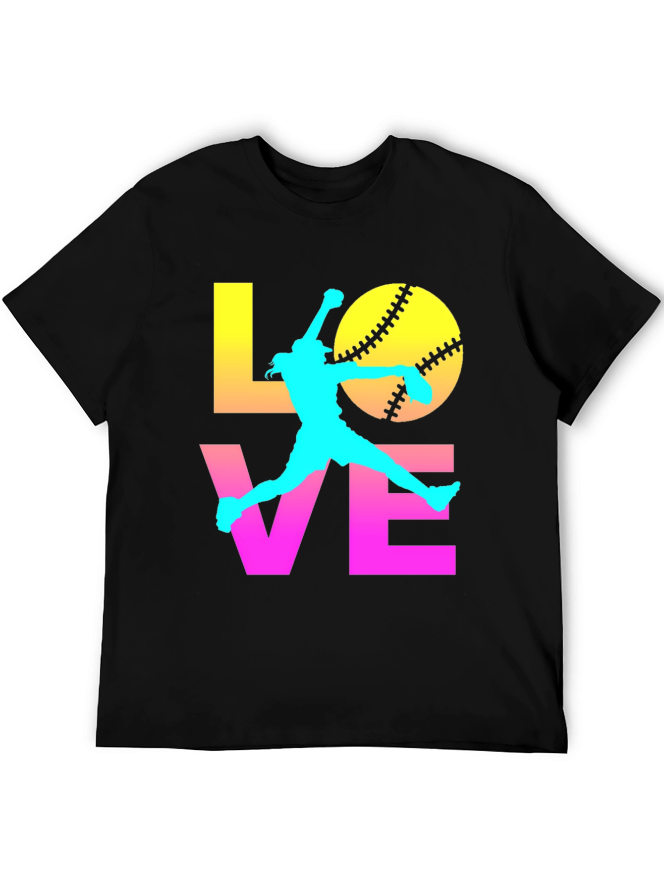 Black Softball Love Graphic Tee view 5