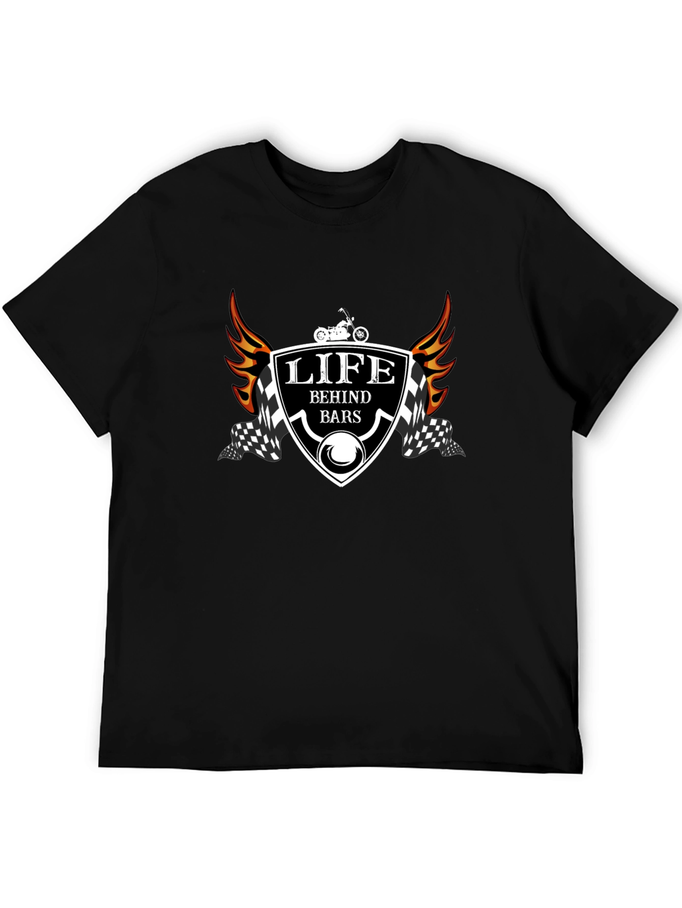 Black Life Behind Bars T-Shirt - Motorcycle Design view 5