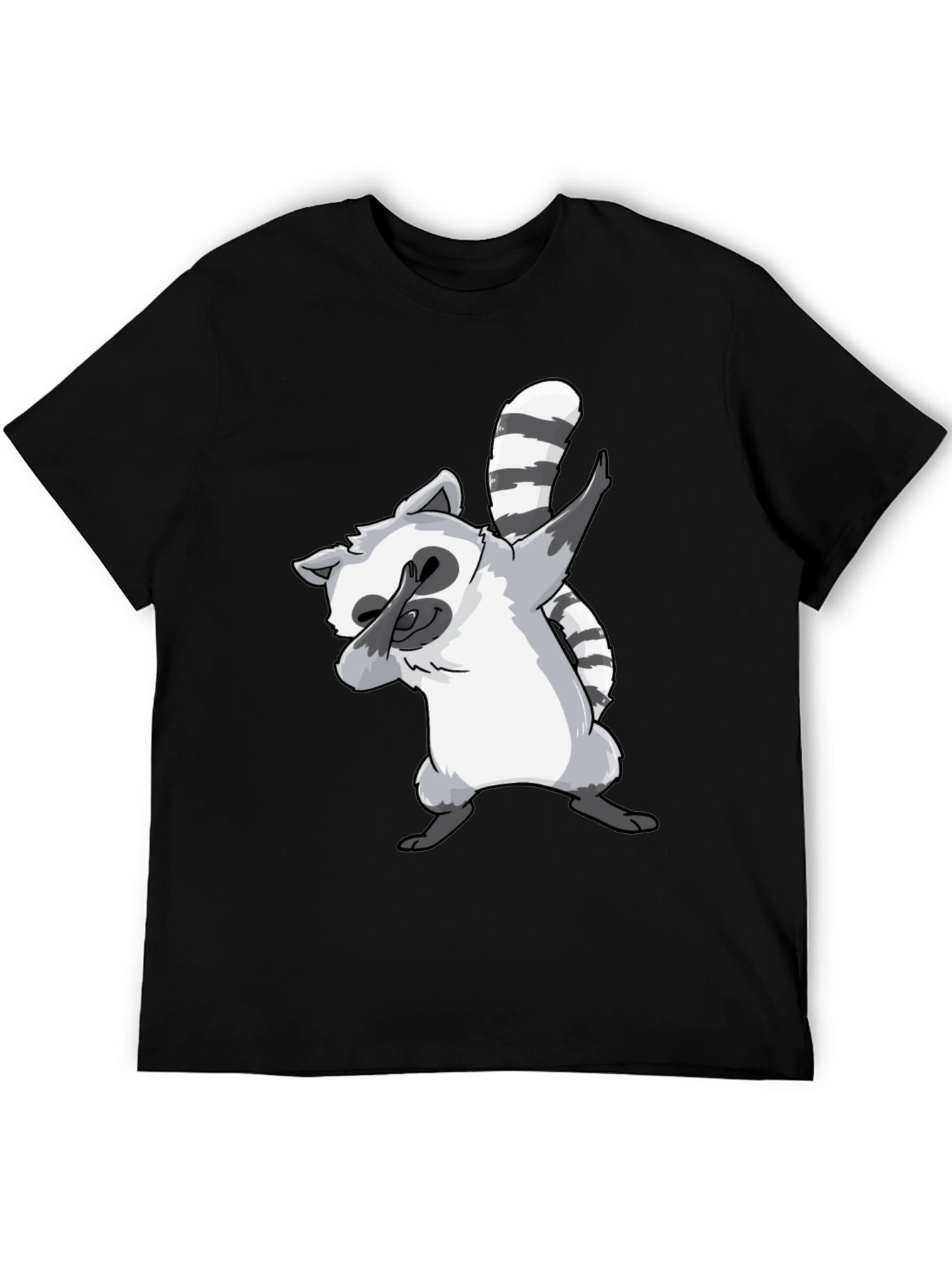 Black Dabbing Raccoon Graphic Tee - Cool & Fun Design view 5