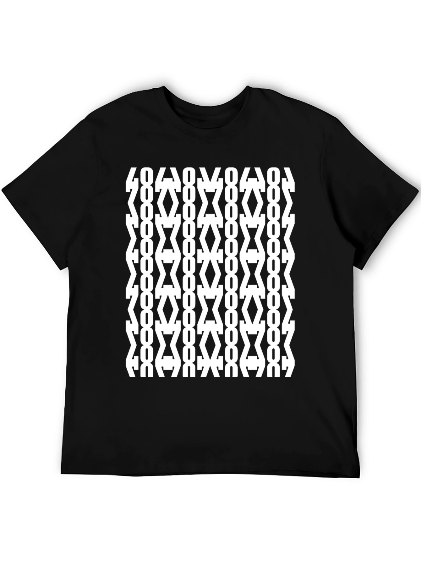 Black Geometric Pattern Black T-Shirt view 5