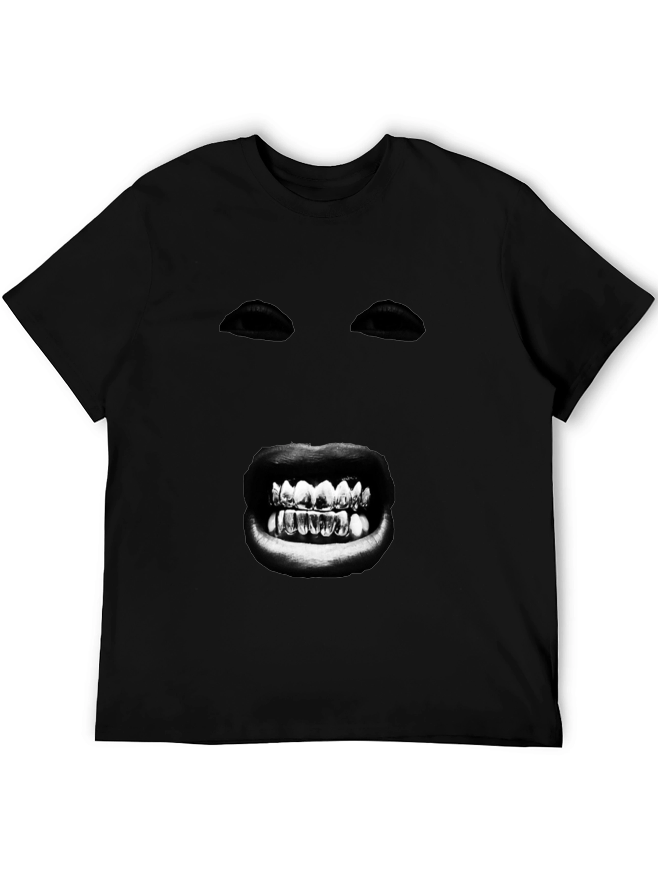 Black Mysterious Face Graphic T-Shirt - Bold Black Tee view 5