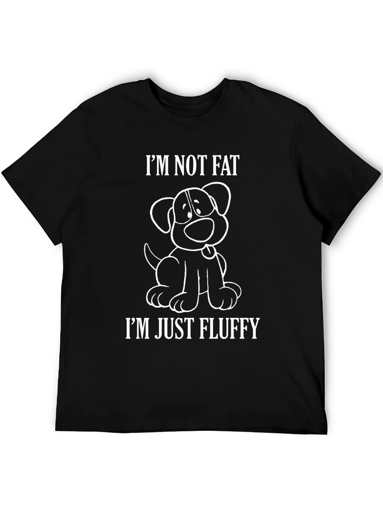 Black Funny Dog T-Shirt - I'm Not Fat, I'm Just Fluffy view 5