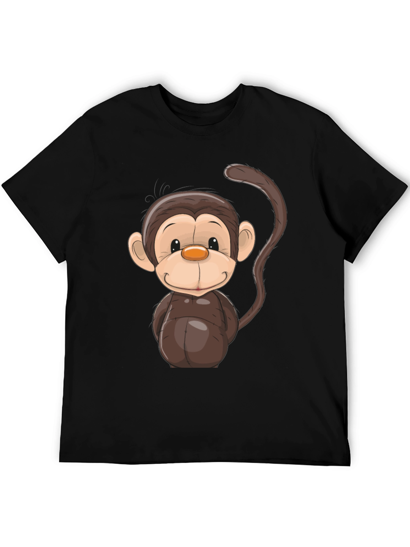 Black Cartoon Monkey Graphic Tee - Black view 5