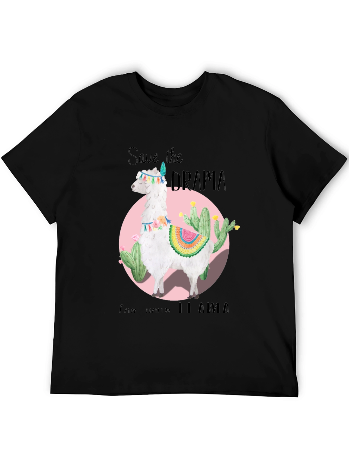 Black Save the Drama for Your Llama Black T-Shirt view 5