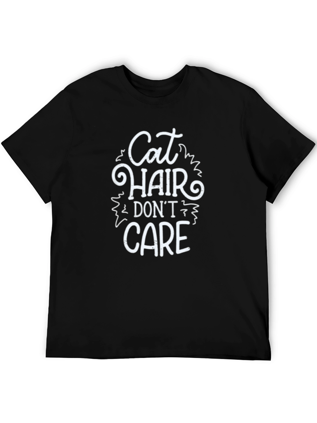 Black Cat Hair Don't Care Graphic T-Shirt view 5