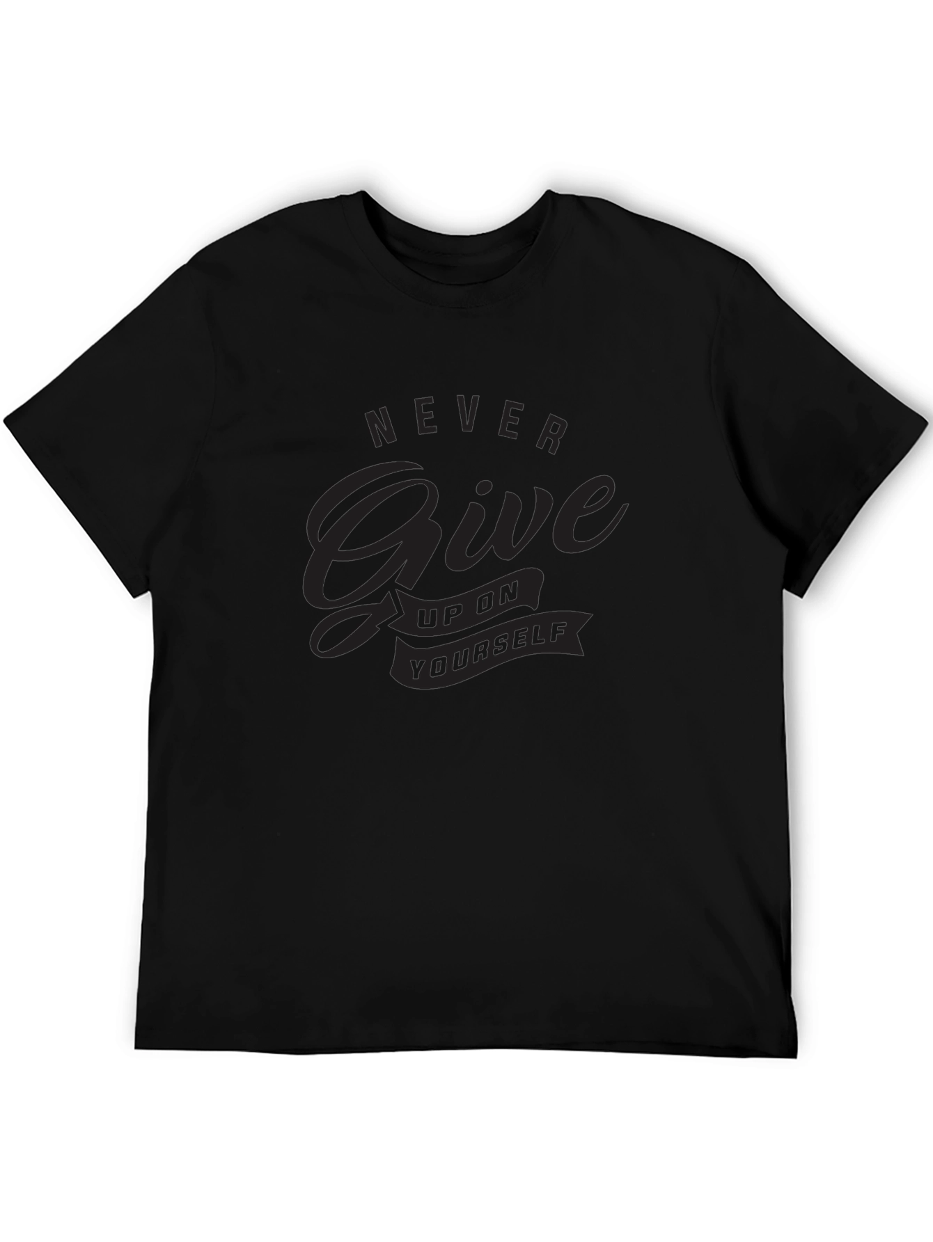 Black Motivational Never Give Up T-Shirt view 5