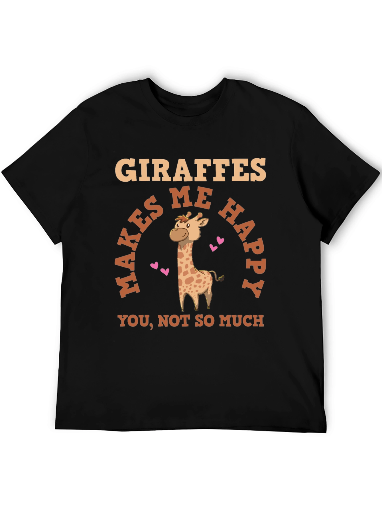Black Giraffe Makes Me Happy Graphic T-Shirt view 5