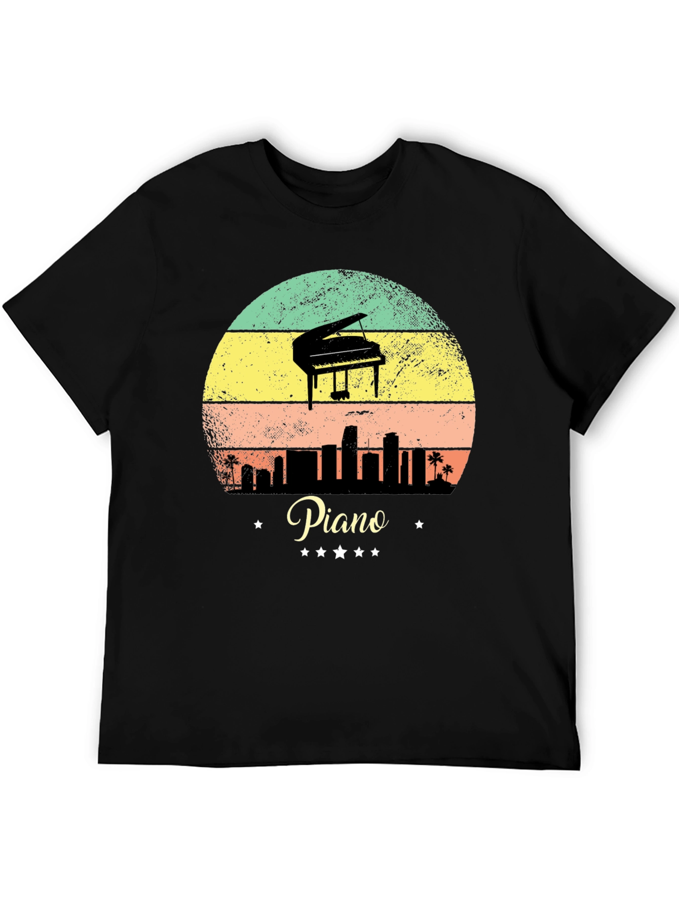 Black Piano Sunset T-Shirt - Musician Apparel view 5