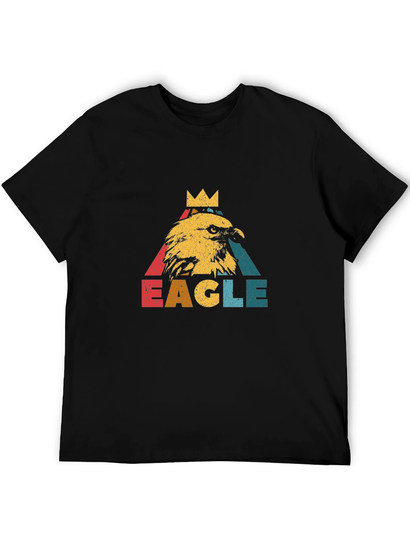 Black Vintage Eagle Crown Graphic Black T-Shirt view 5