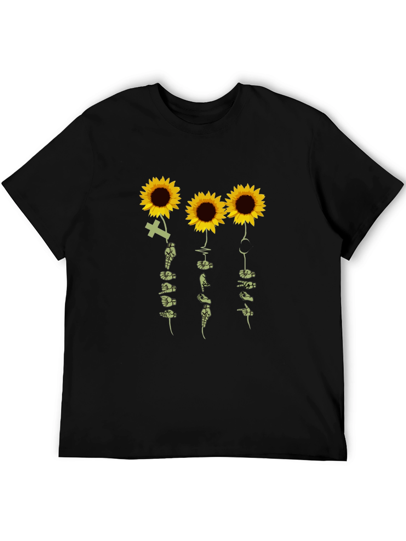 Black Sunflower ASL Graphic T-Shirt view 5