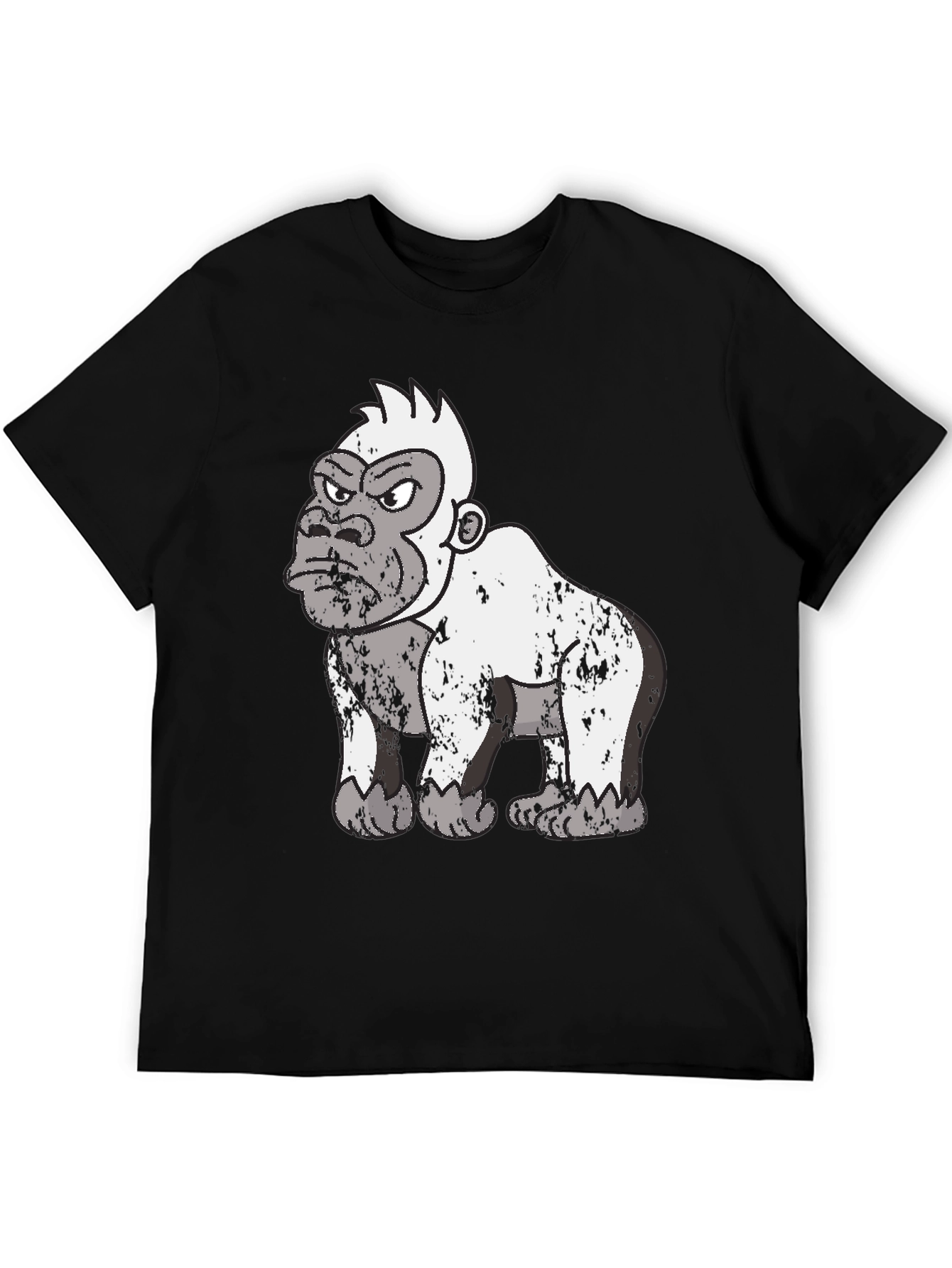 Black Grumpy Gorilla Graphic Tee - Black Cotton T-Shirt view 5