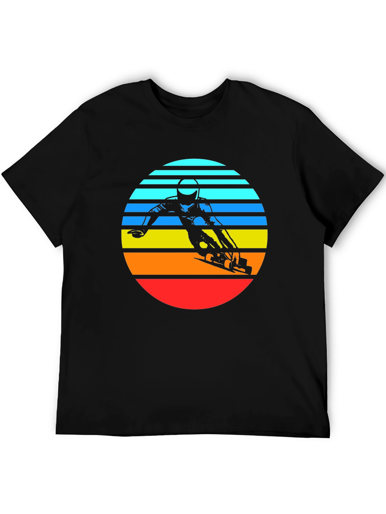 Black Retro Sunset Mountain Bike T-Shirt view 5