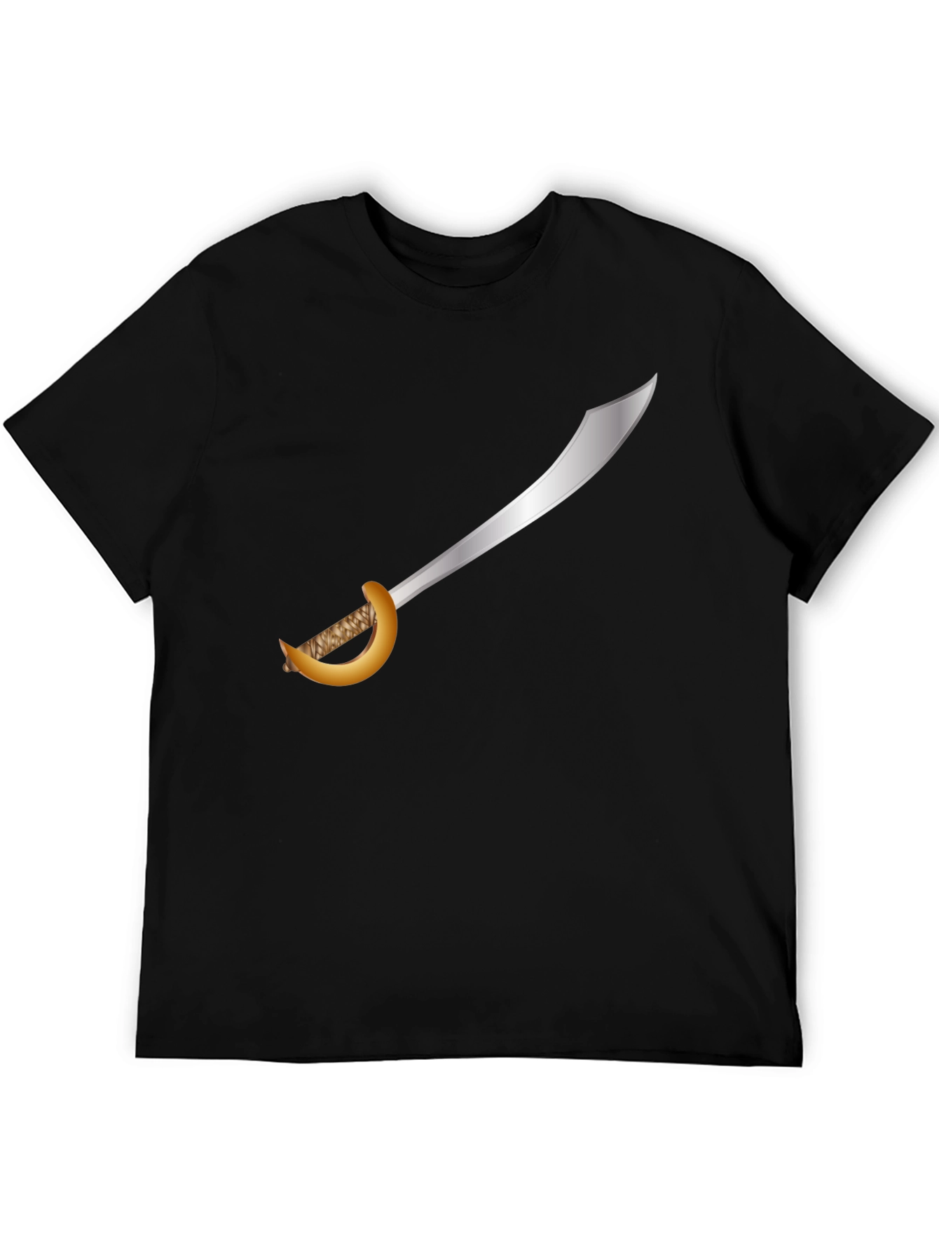 Black Pirate Cutlass T-Shirt - Black Cotton Tee view 5