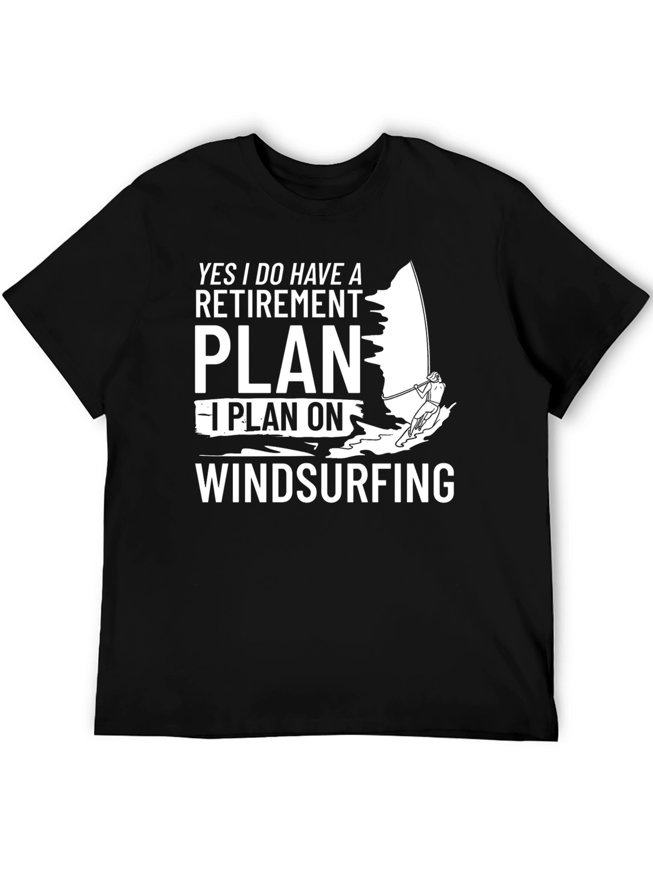 Black Retirement Plan Windsurfing T-Shirt view 5