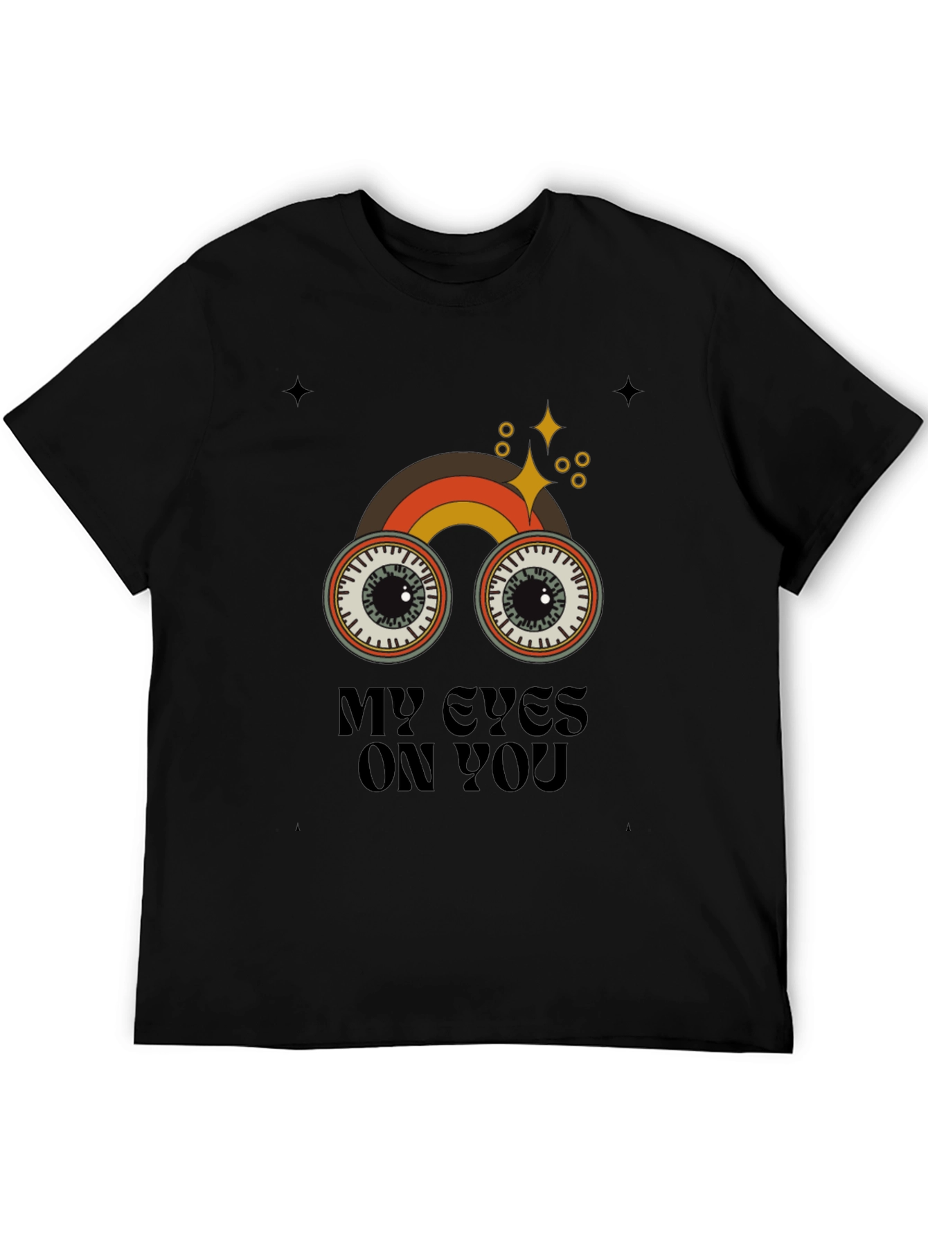 Black Retro My Eyes On You Graphic T-Shirt view 5