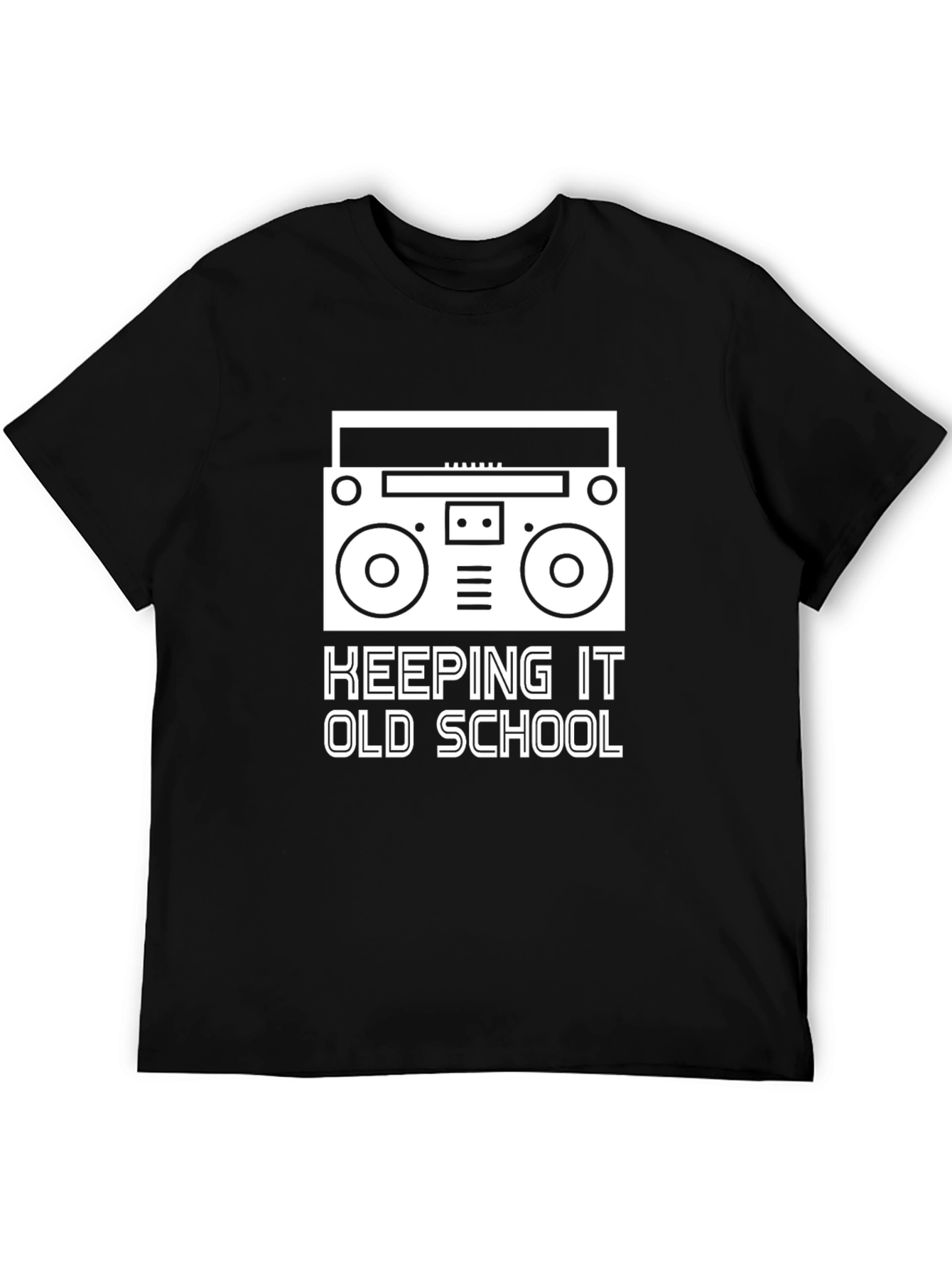 Black Keeping It Old School T-Shirt - Retro Boombox Design view 5