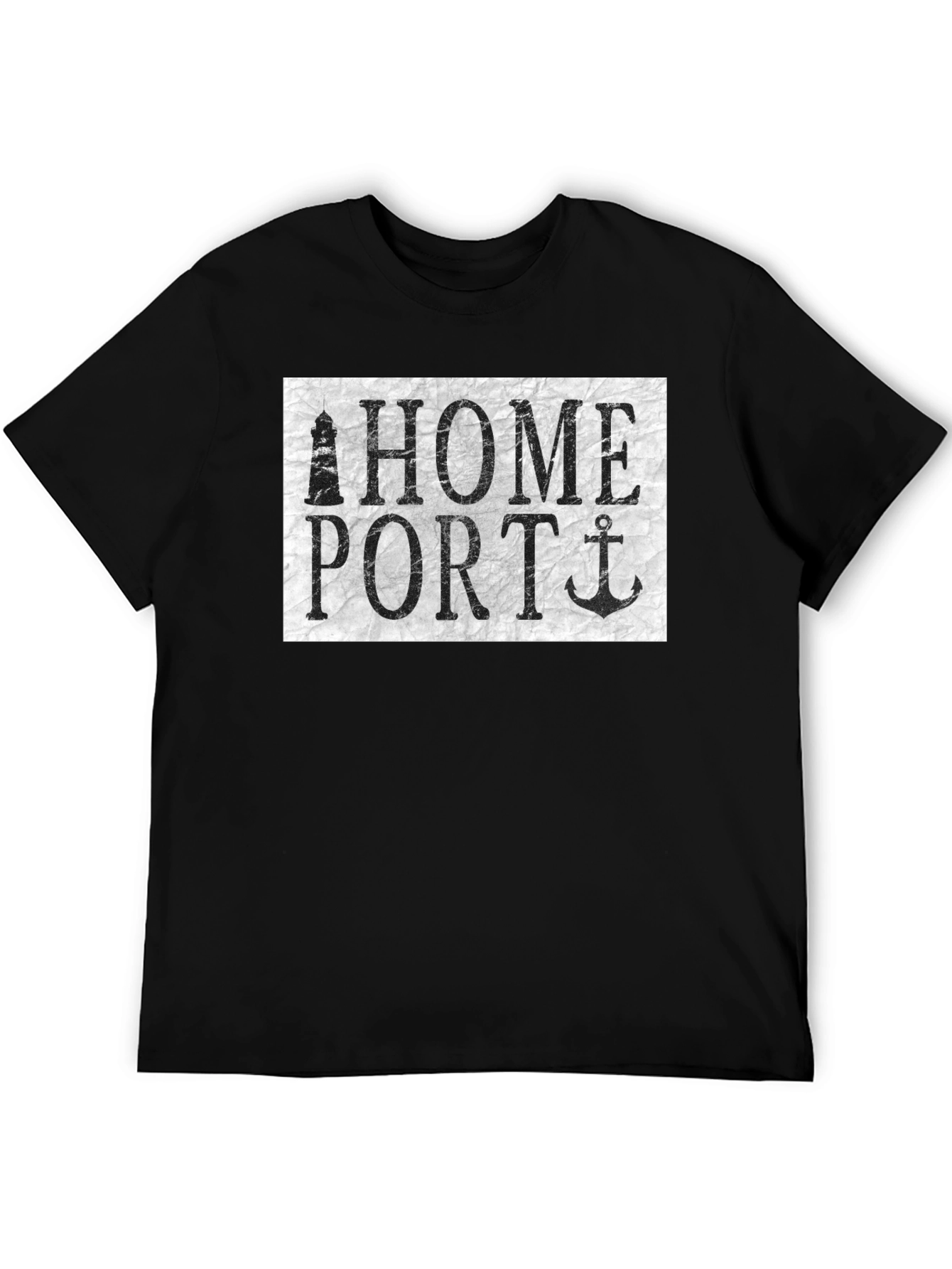 Black Home Port Graphic Tee - Nautical Anchor Lighthouse Shirt view 5