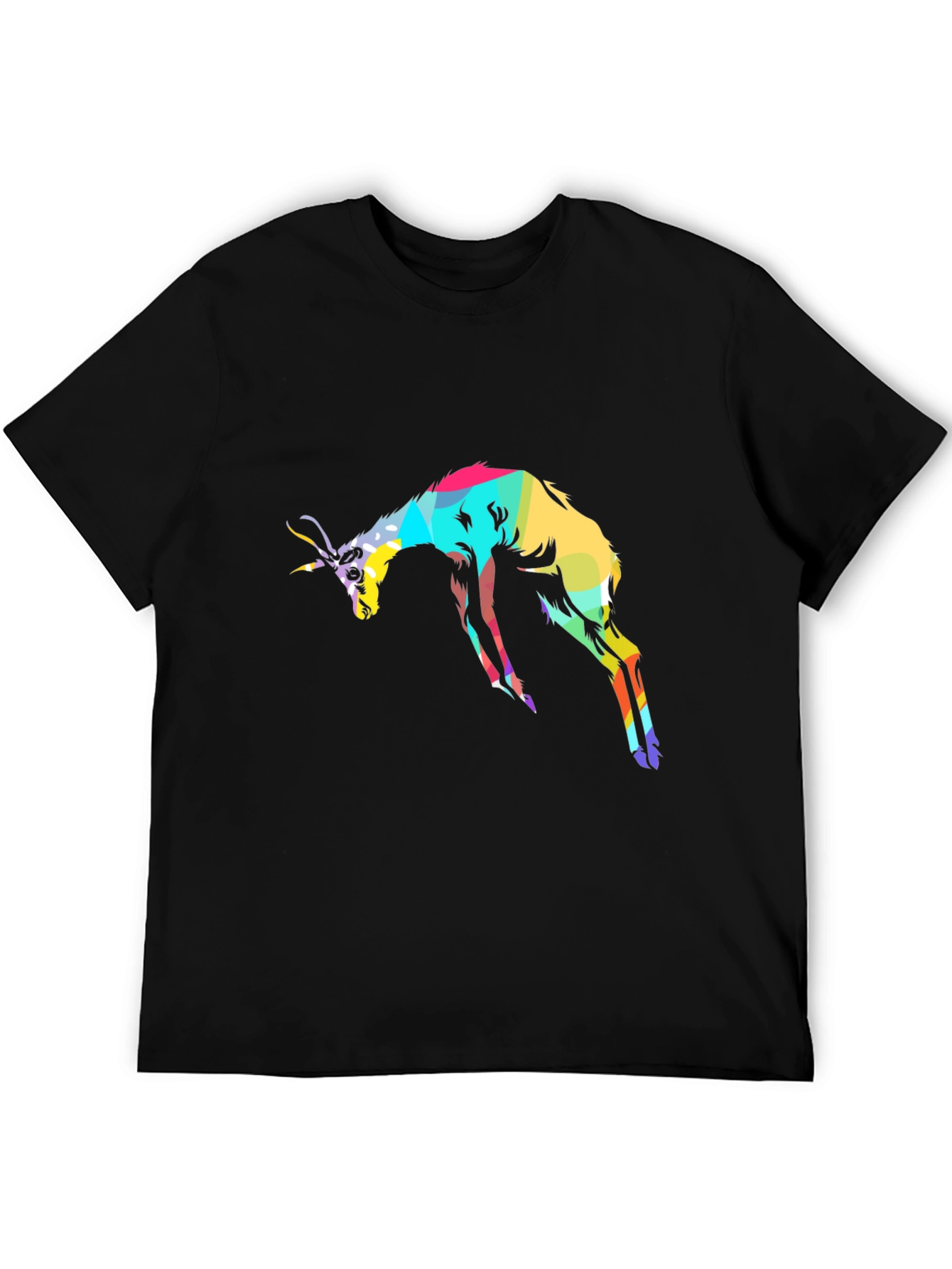 Black Abstract Antelope Graphic Black T-Shirt view 5