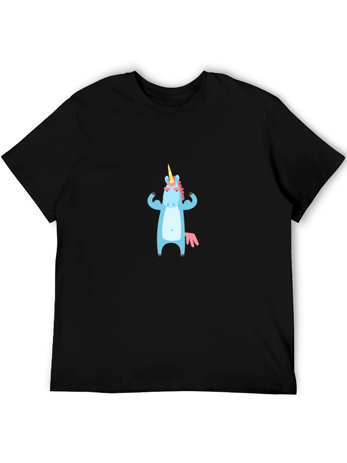 Black Unicorn Muscle T-Shirt - Black Crew Neck Graphic Tee view 5