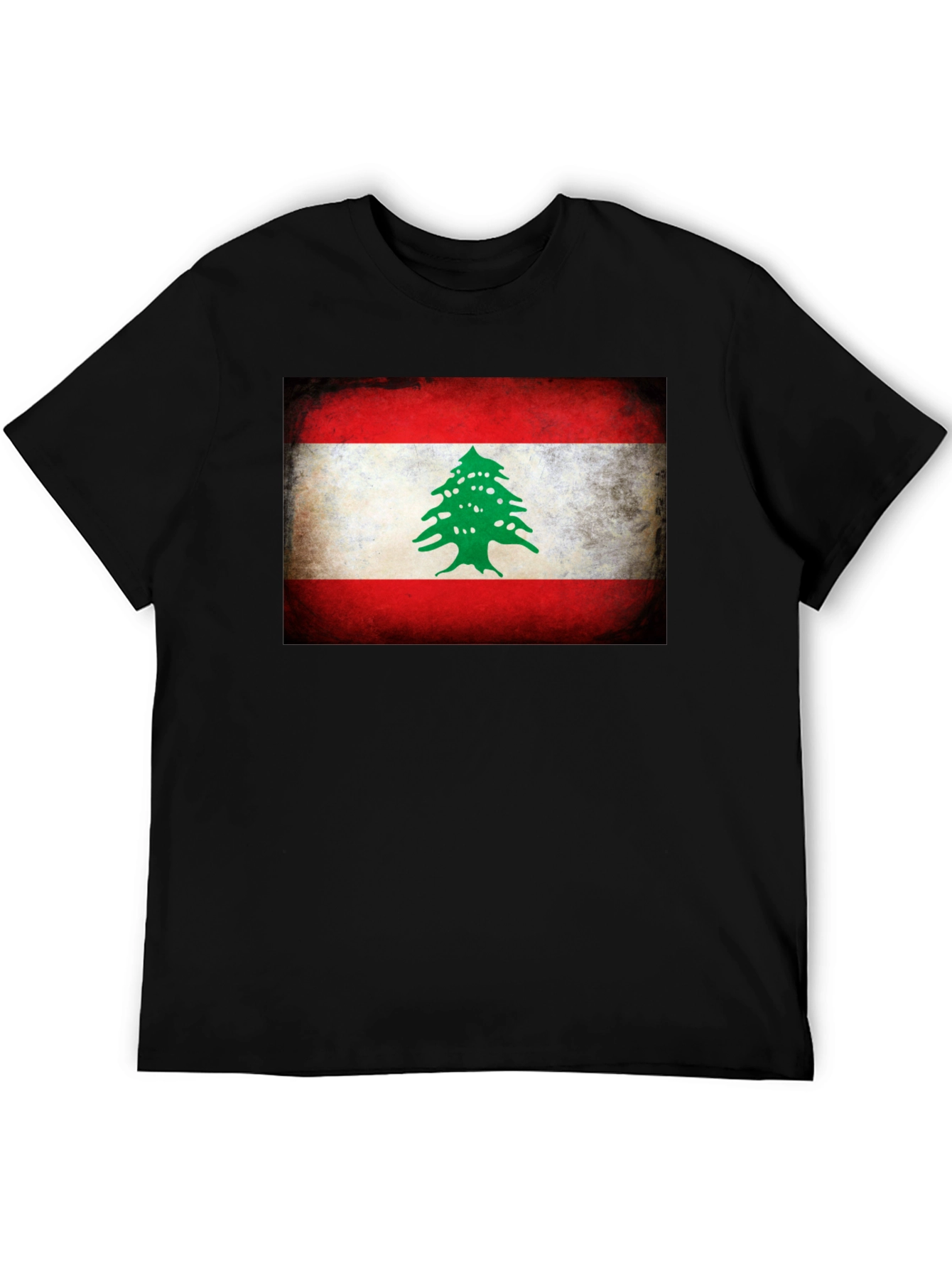 Black Lebanon Flag T-Shirt - Distressed Graphic Tee view 5