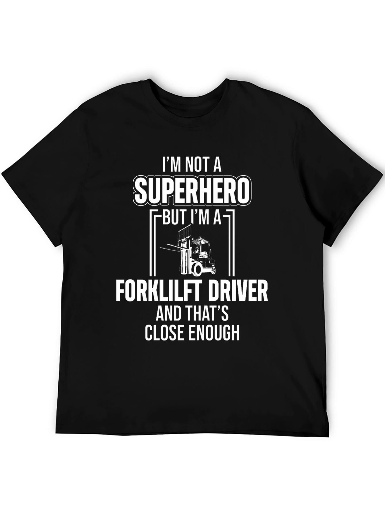 Black Forklift Driver Superhero T-Shirt Funny Gift Tee view 5