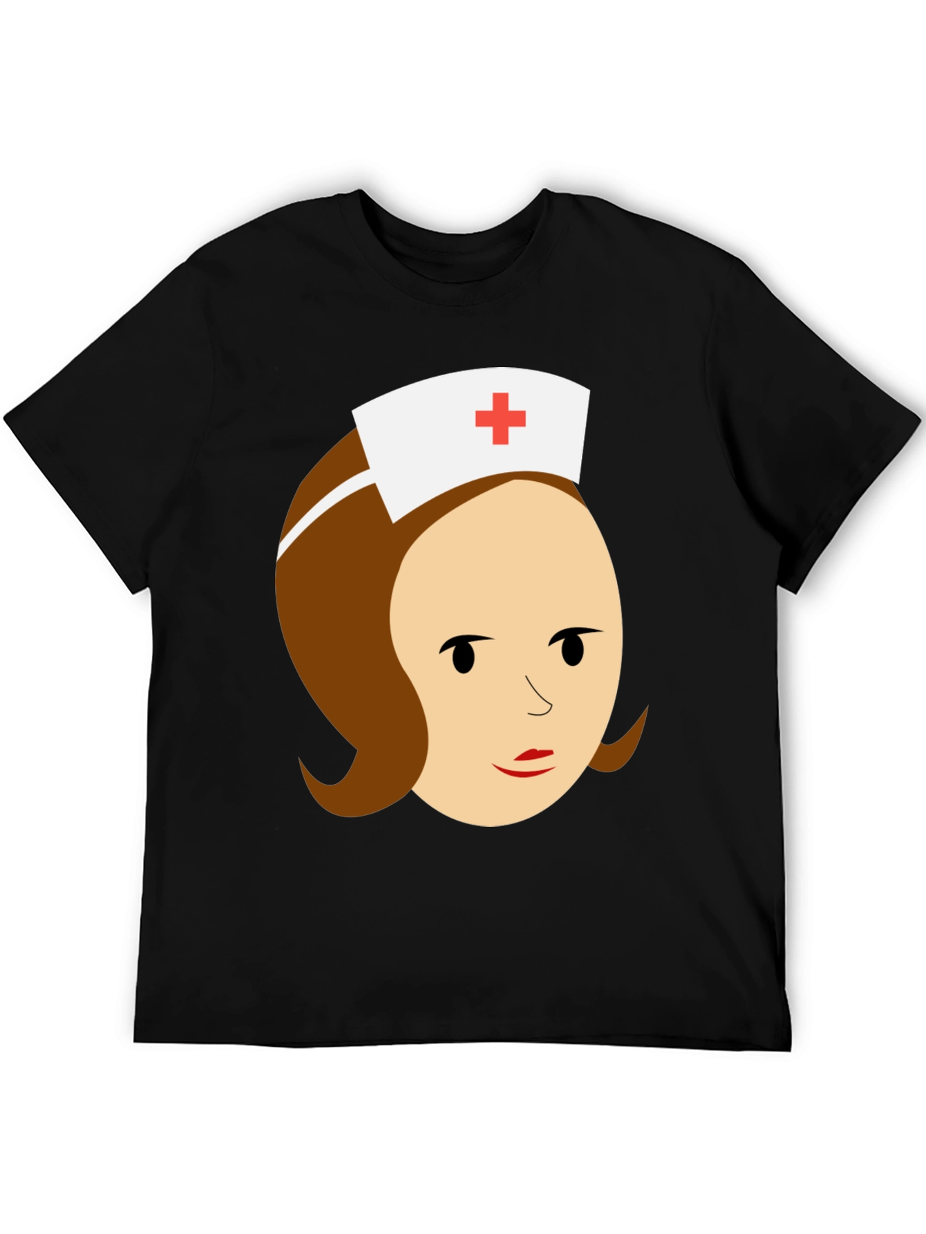Black Cartoon Nurse Graphic Tee - Black Cotton T-Shirt view 5
