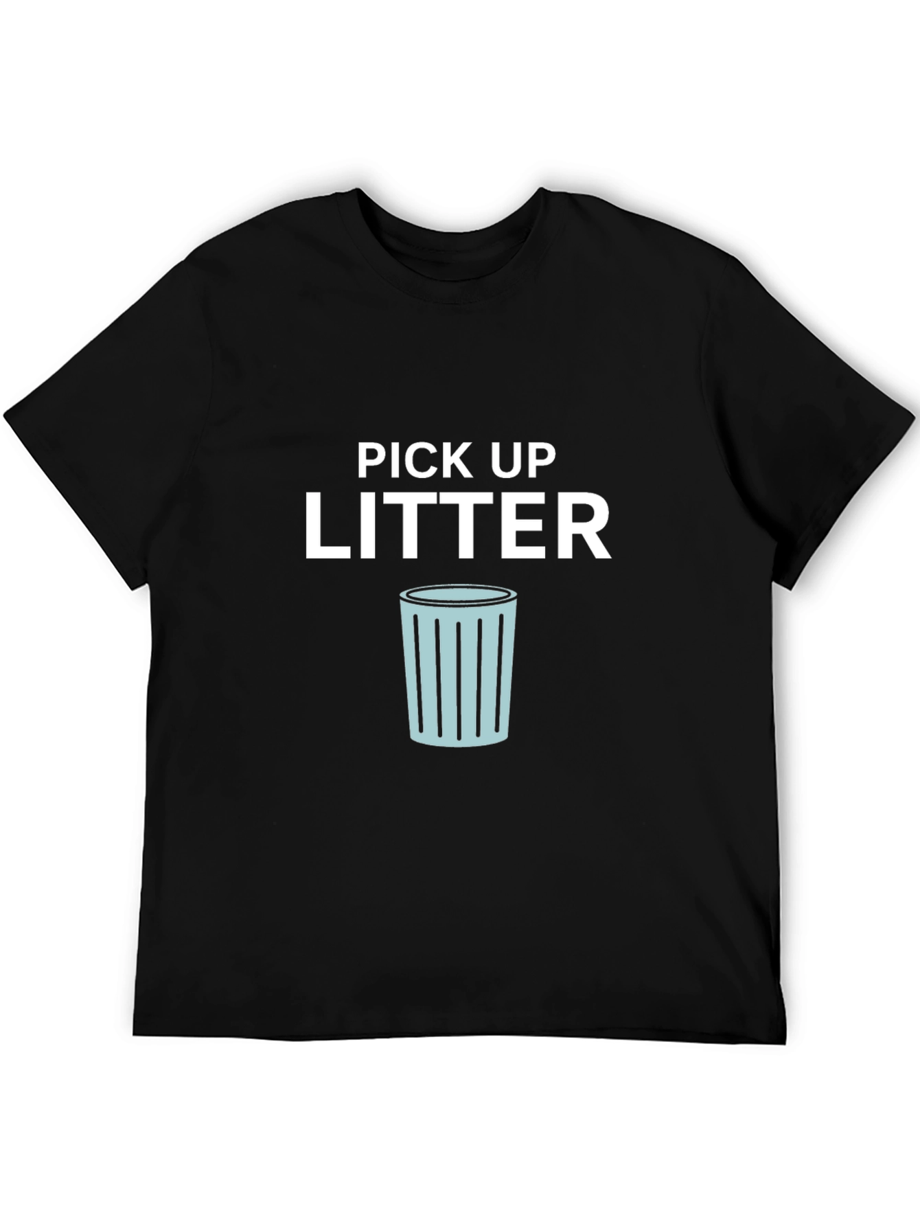Black Pick Up Litter Graphic Tee - Black Cotton T-Shirt view 5