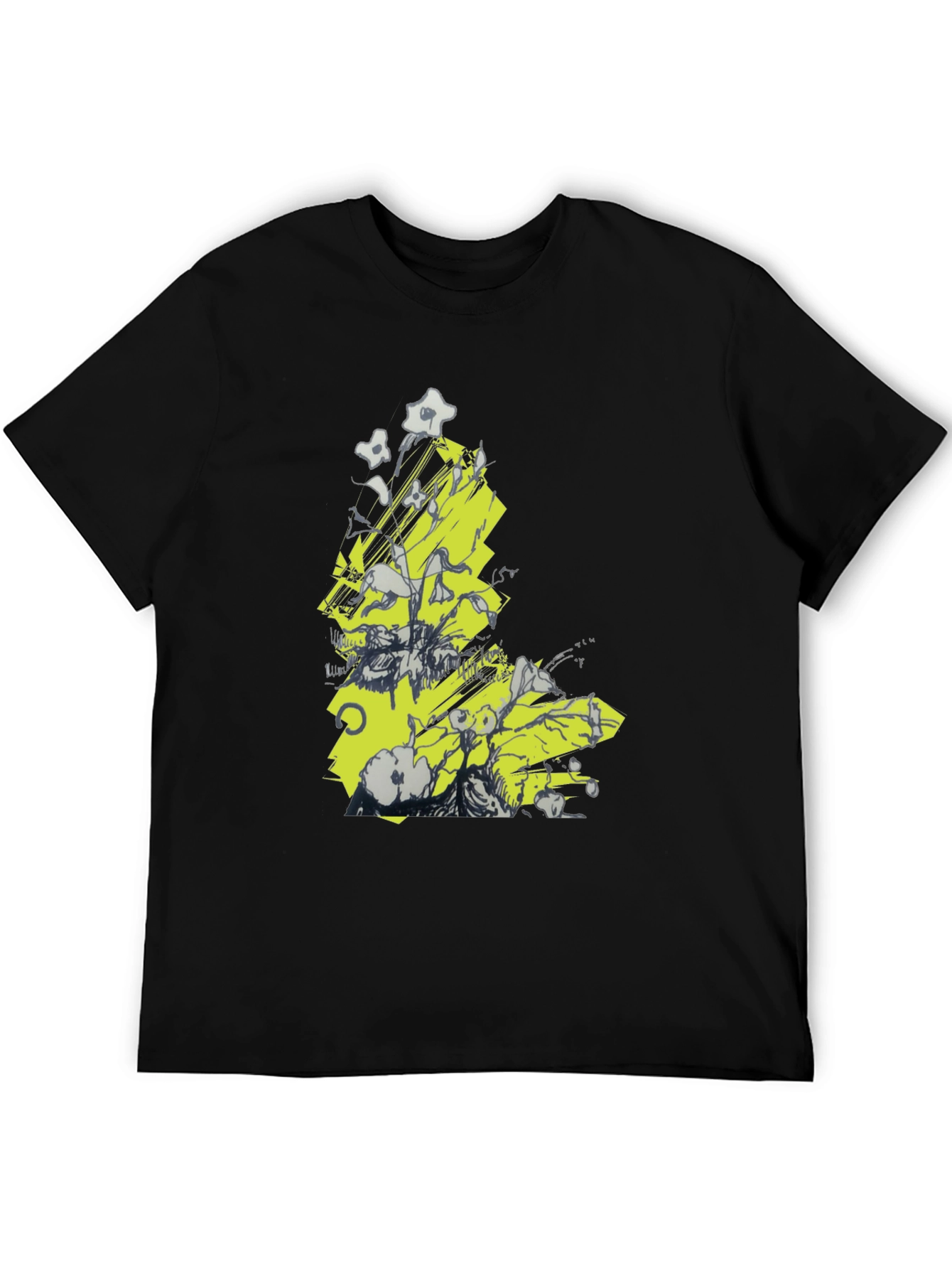 Black Abstract Graphic Tee - Black Cotton T-Shirt view 5
