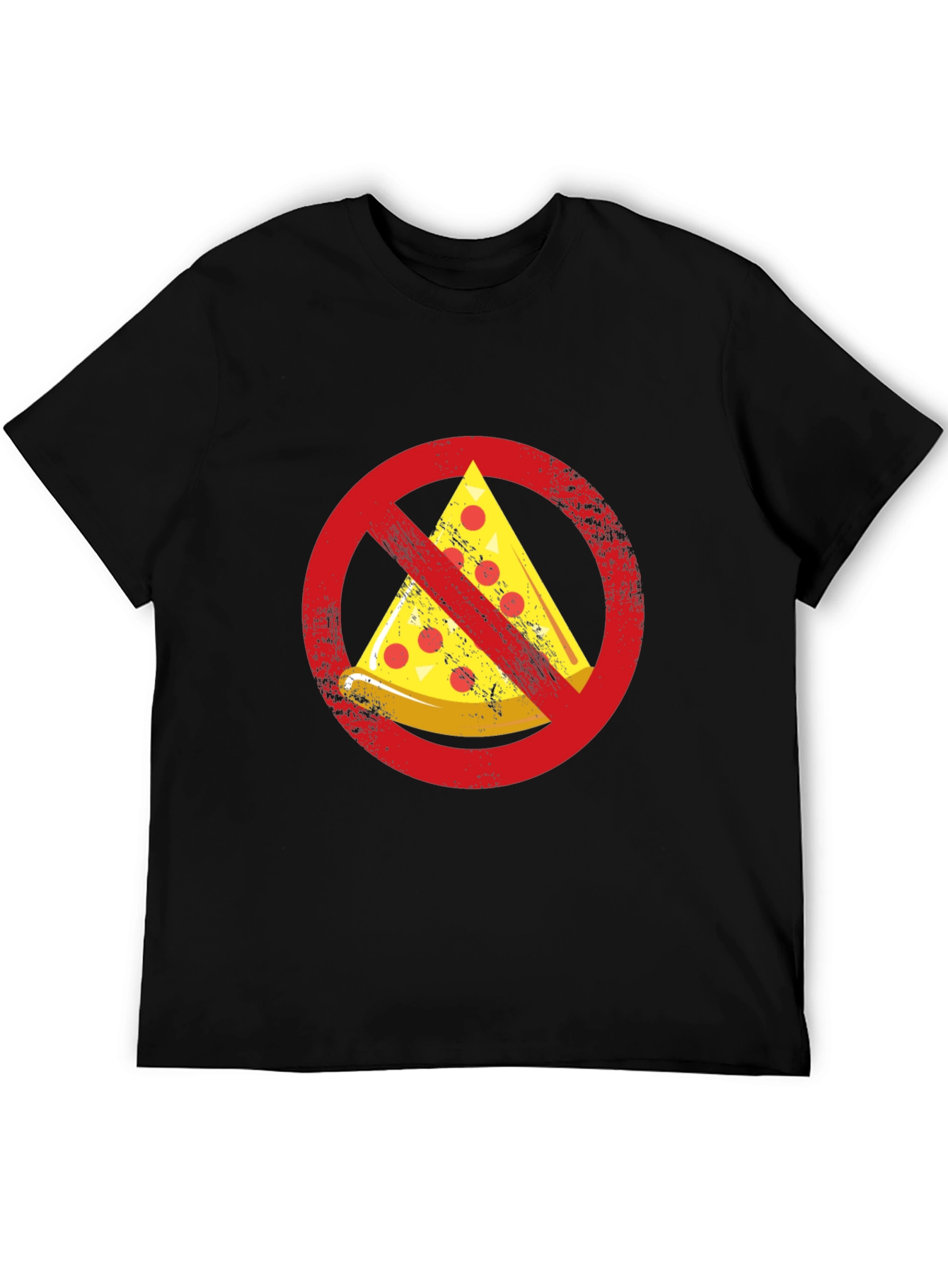 Black No Pizza Zone Graphic Tee - Funny Foodie Shirt view 5