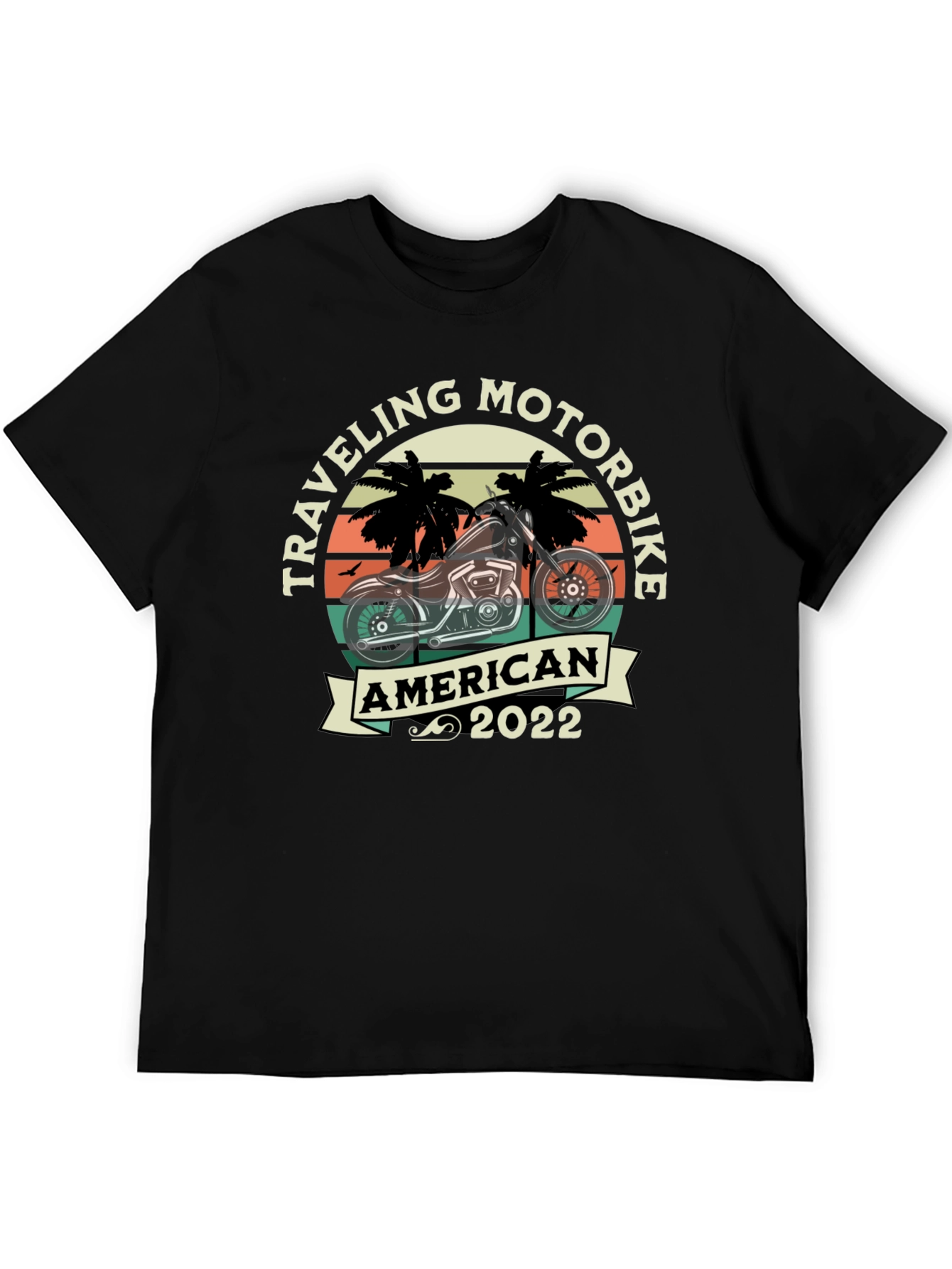 Black Traveling Motorbike American 2022 T-Shirt view 5