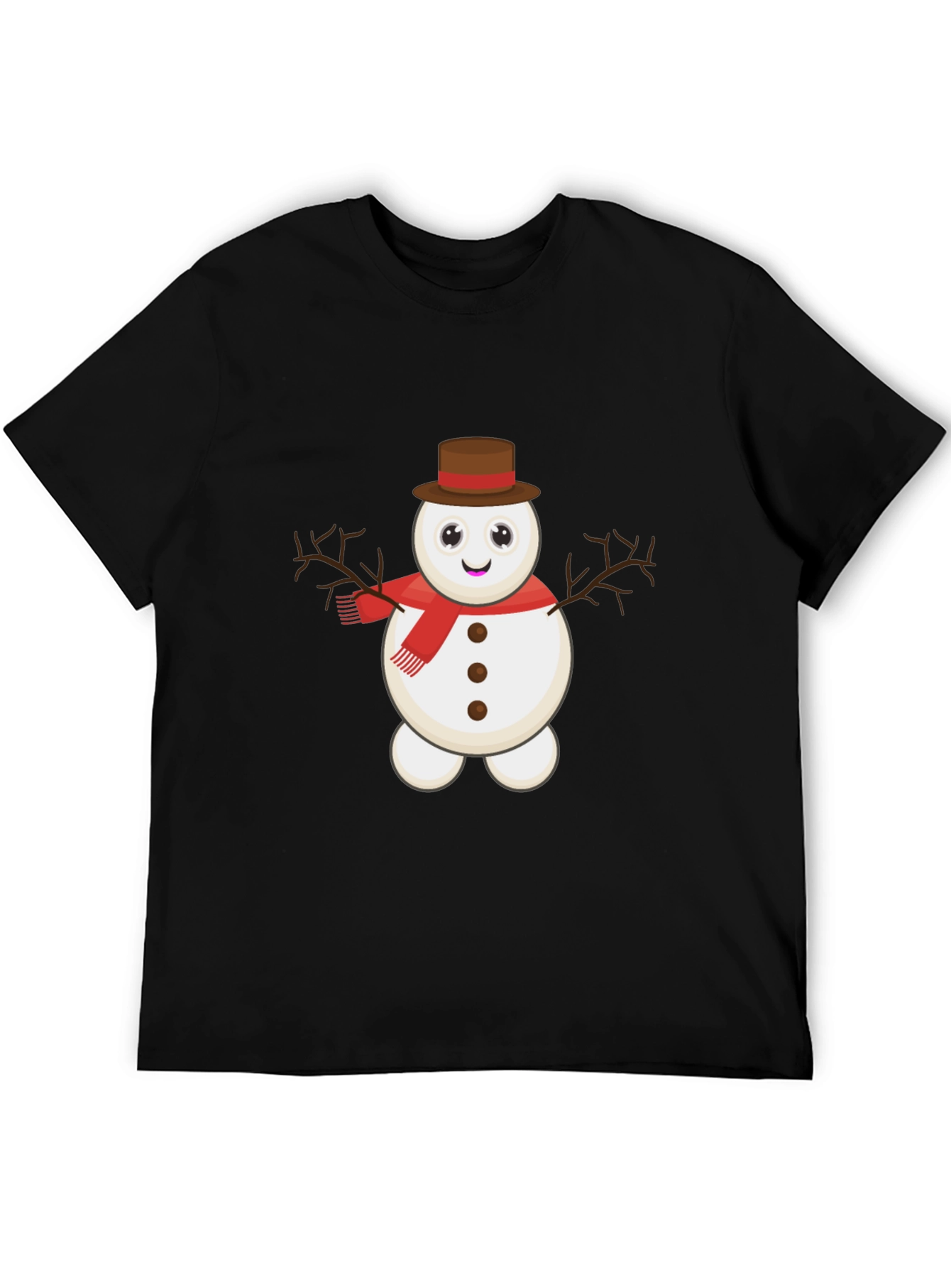 Black Cute Snowman Graphic Tee view 5